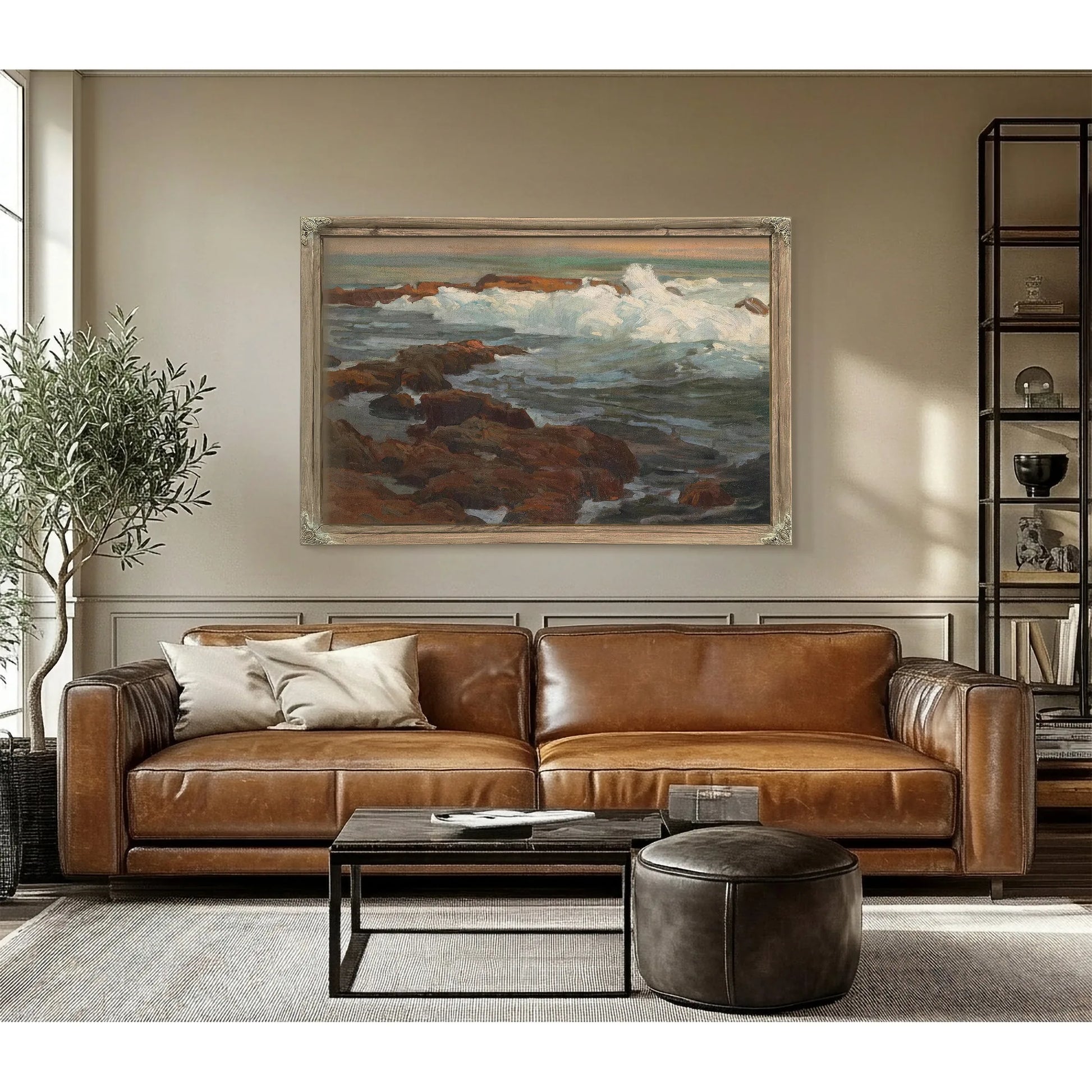 Waves Breaking Along A Rocky Coast By Edgar Payne Fine Art Print