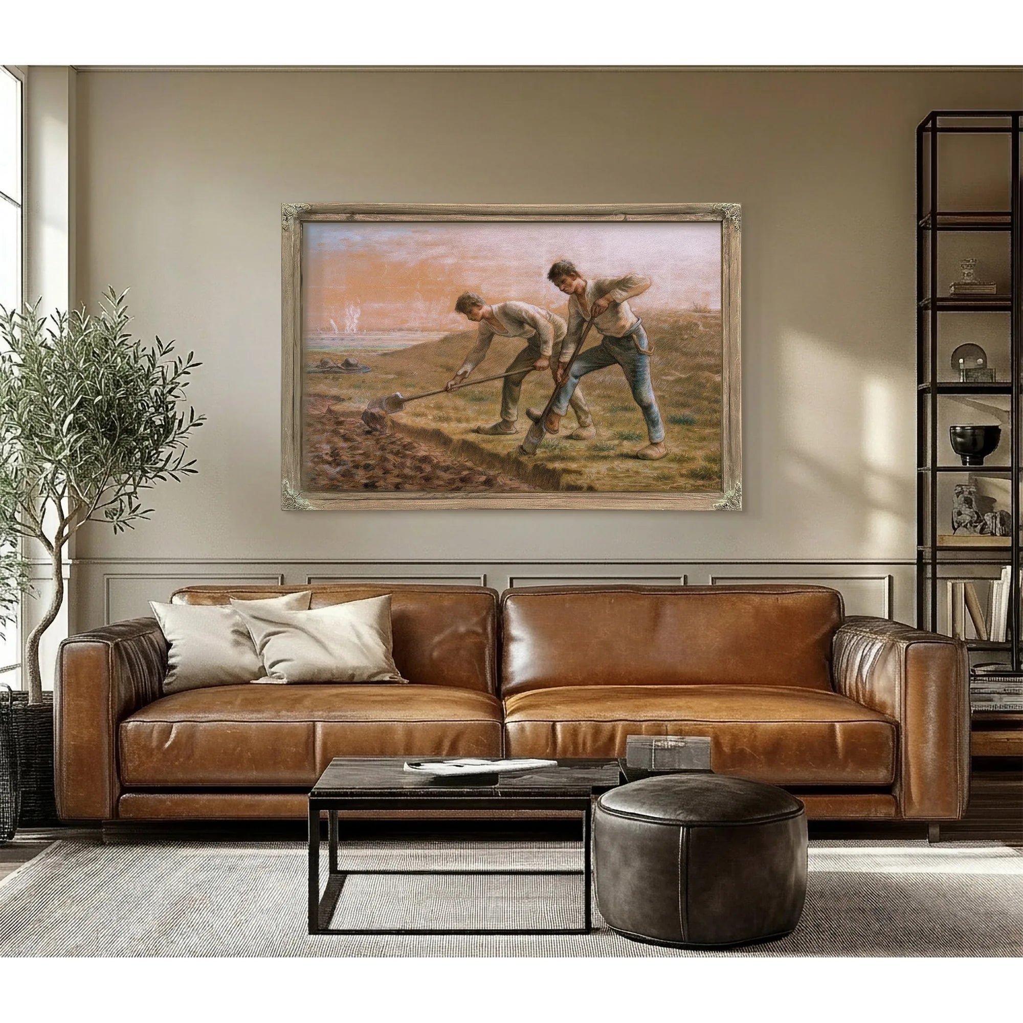 Two Men Turning Over The Soil By Jean Francois Millet Fine Art Print