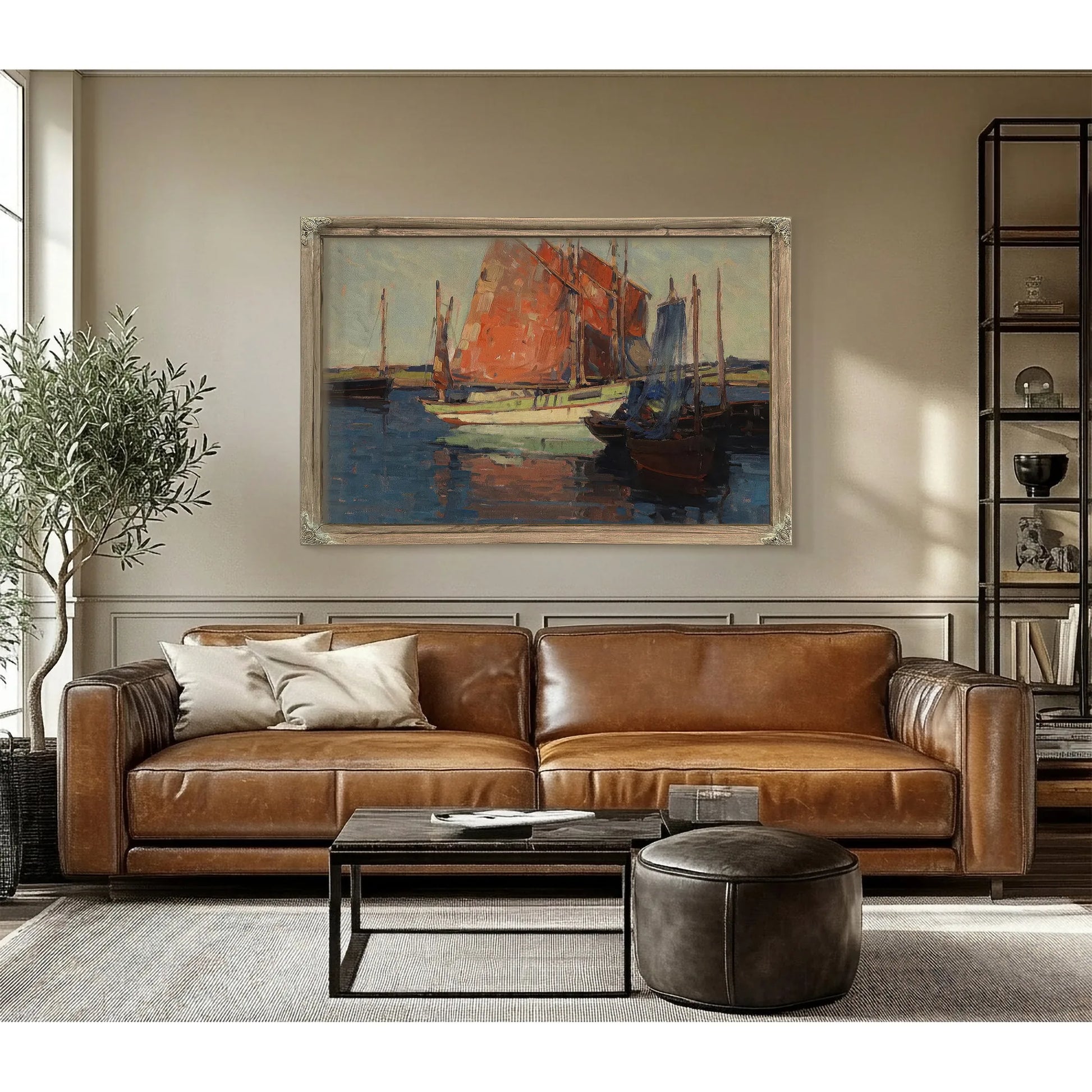 Red Sails, French Tuna Boats By Edgar Payne Fine Art Print