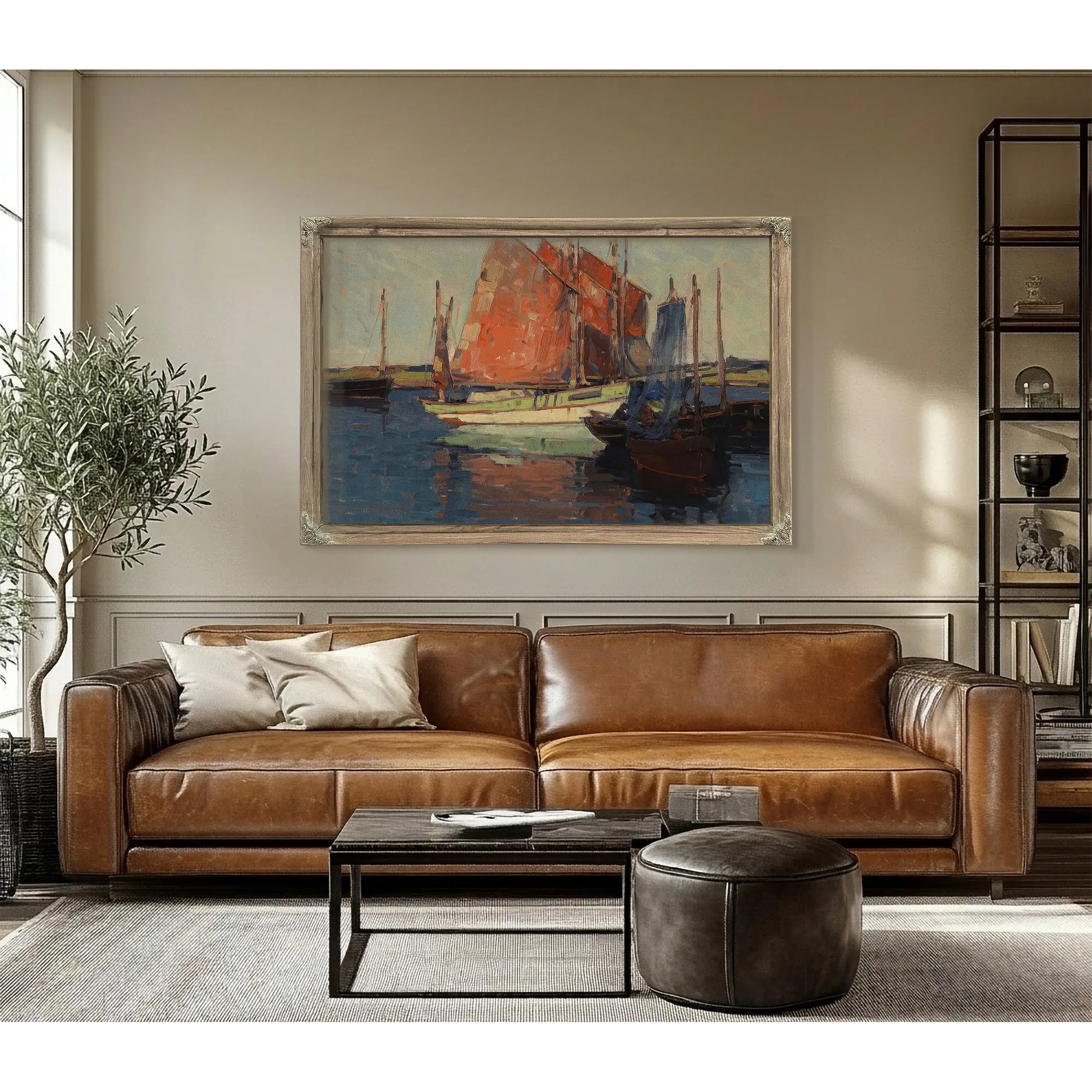 Red Sails, French Tuna Boats By Edgar Payne Fine Art Print