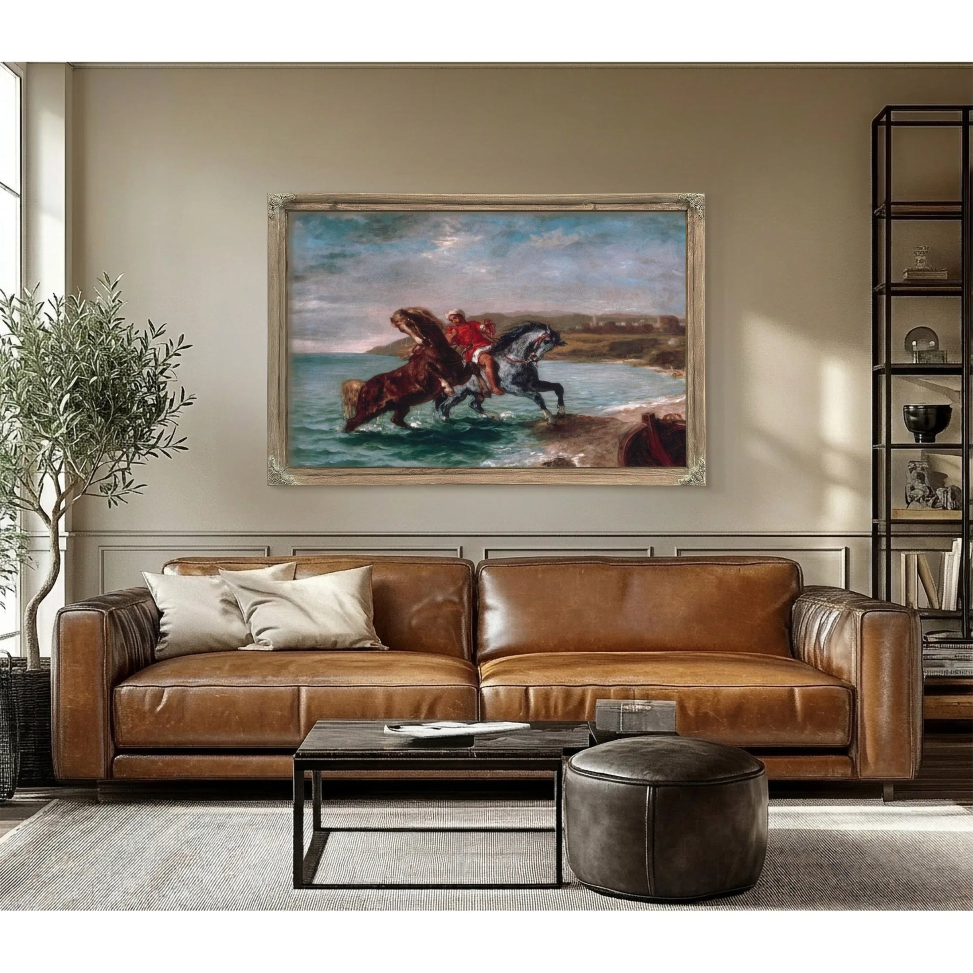 Horses Coming Out Of The Sea By Eugene Delacroix Fine Art Print