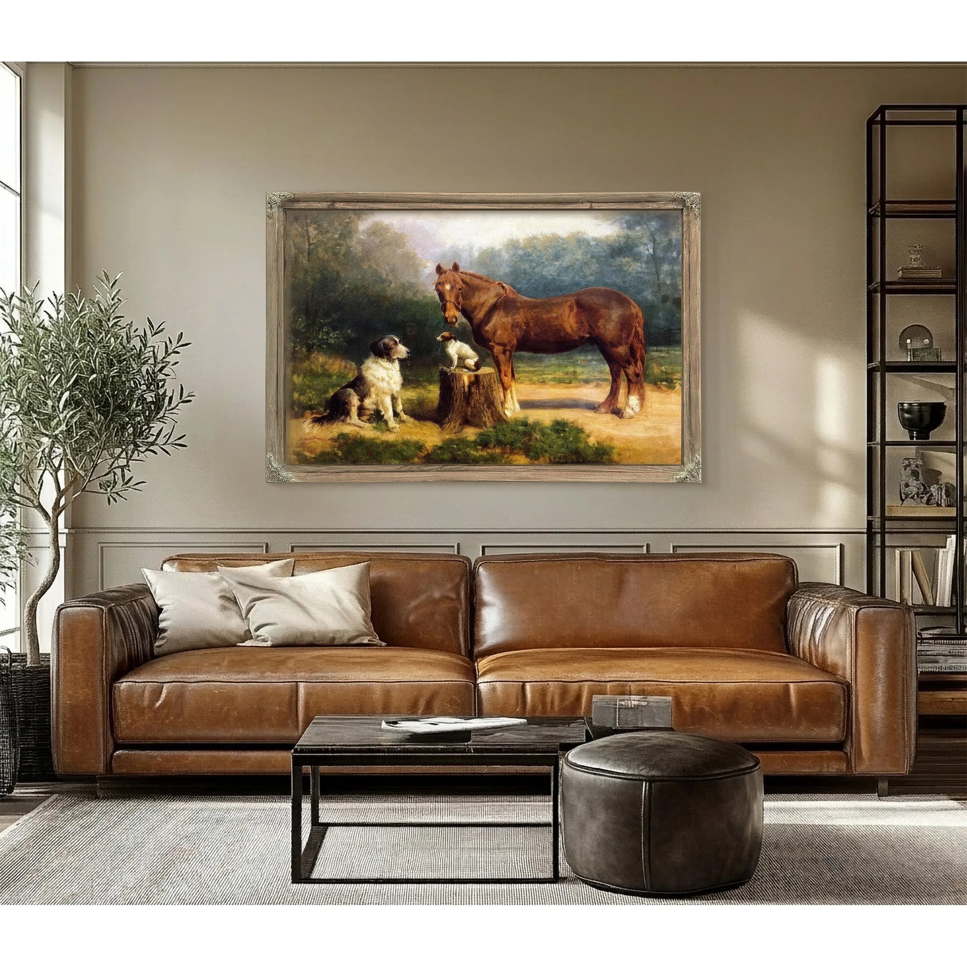Horse And Two Dogs In A Landscape By Henry Ossawa Tanner Fine Art Print