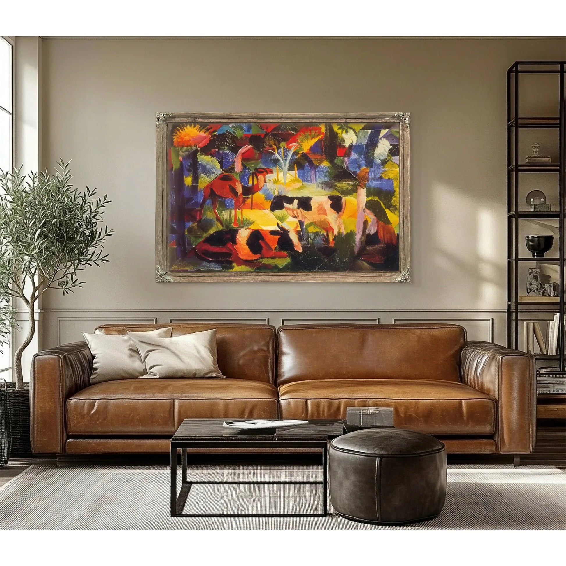 Landscape With Cows And Camels By August Macke Fine Art Print