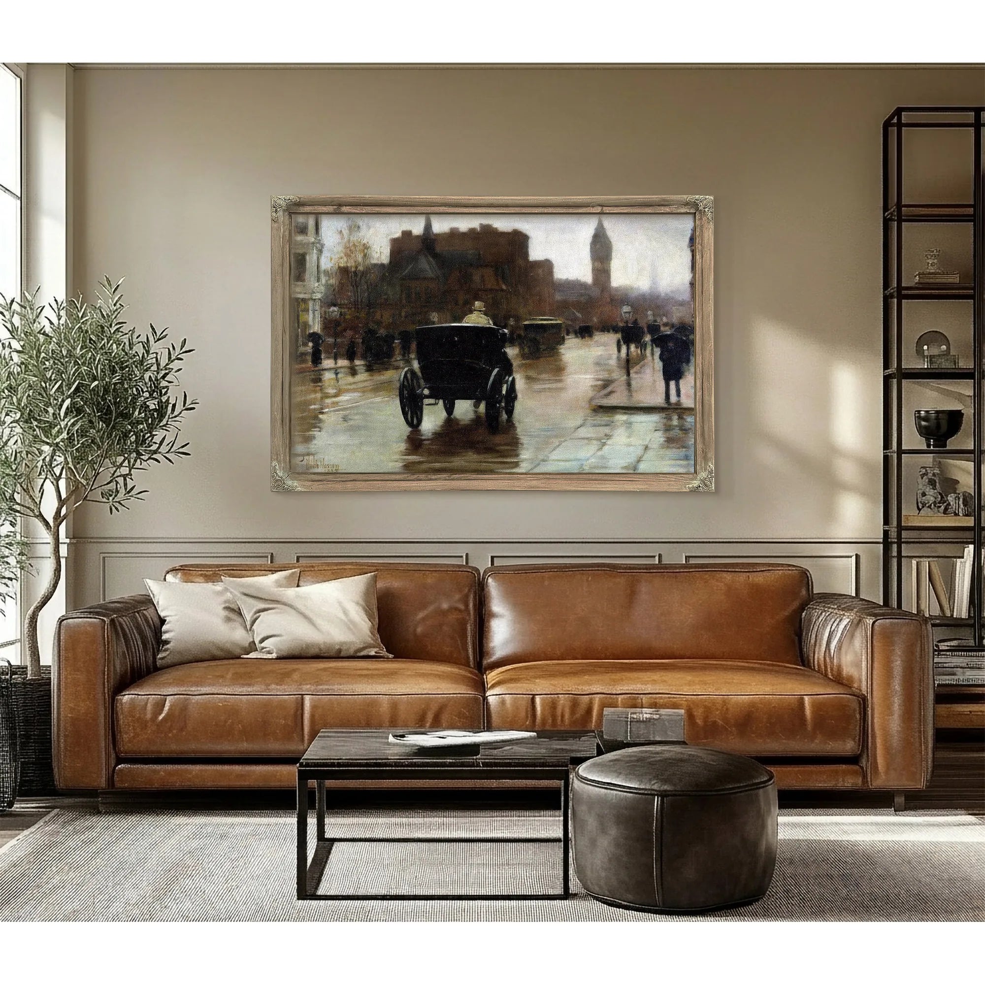 Columbus Avenue Rainy Day By Childe Hassam Fine Art Print