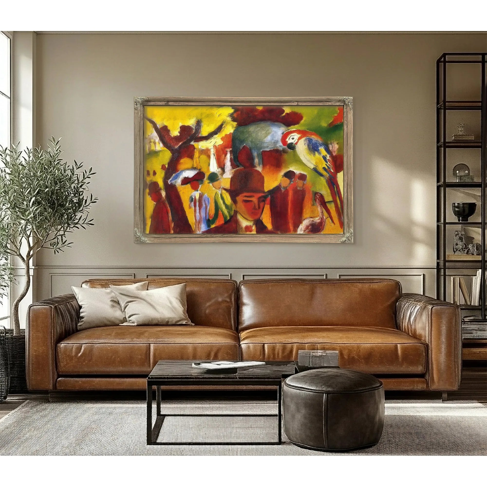 Small Zoological Garden In Borwn And Yellow By August Macke Fine Art Print