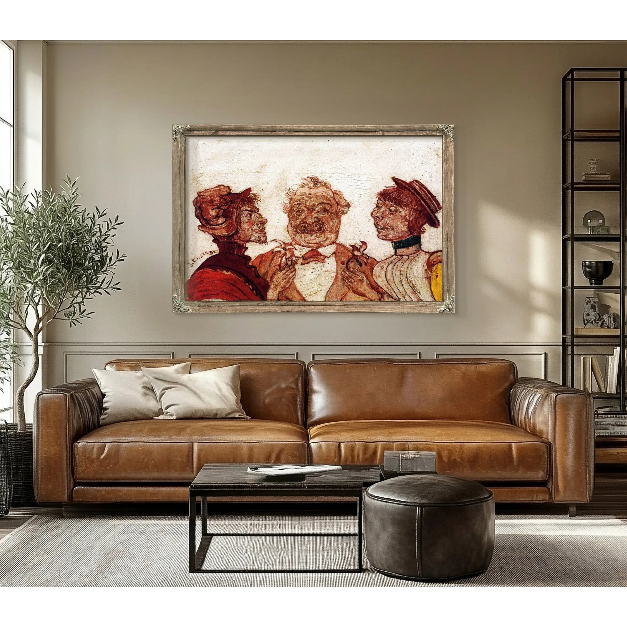 Monsieur And Madame Rousseau Speaking With Sophie Yoteko By James Ensor Fine Art Print