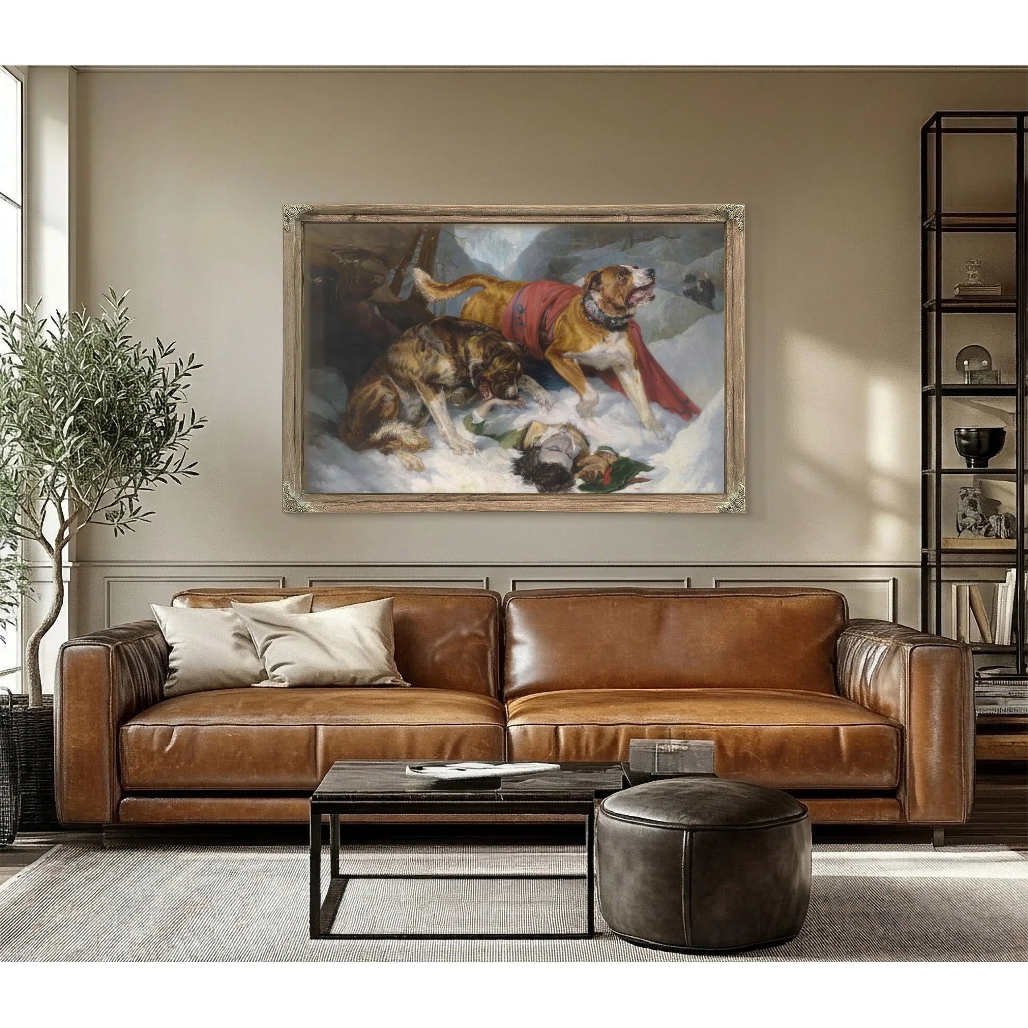 Alpine Mastiffs Reanimating A Distressed By Edwin Landseer Fine Art Print