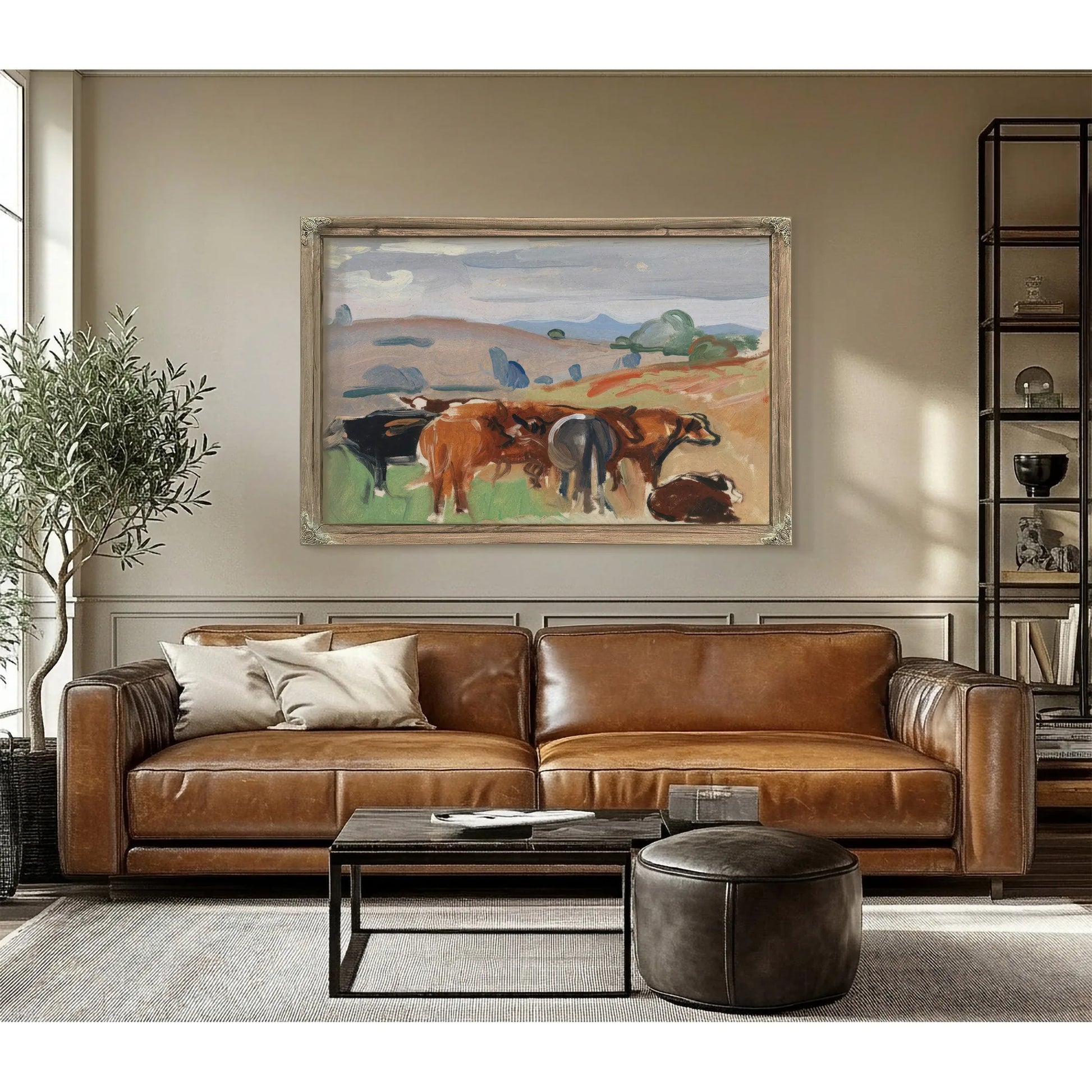 Landscape With Cattle By Pierre Daura Fine Art Print