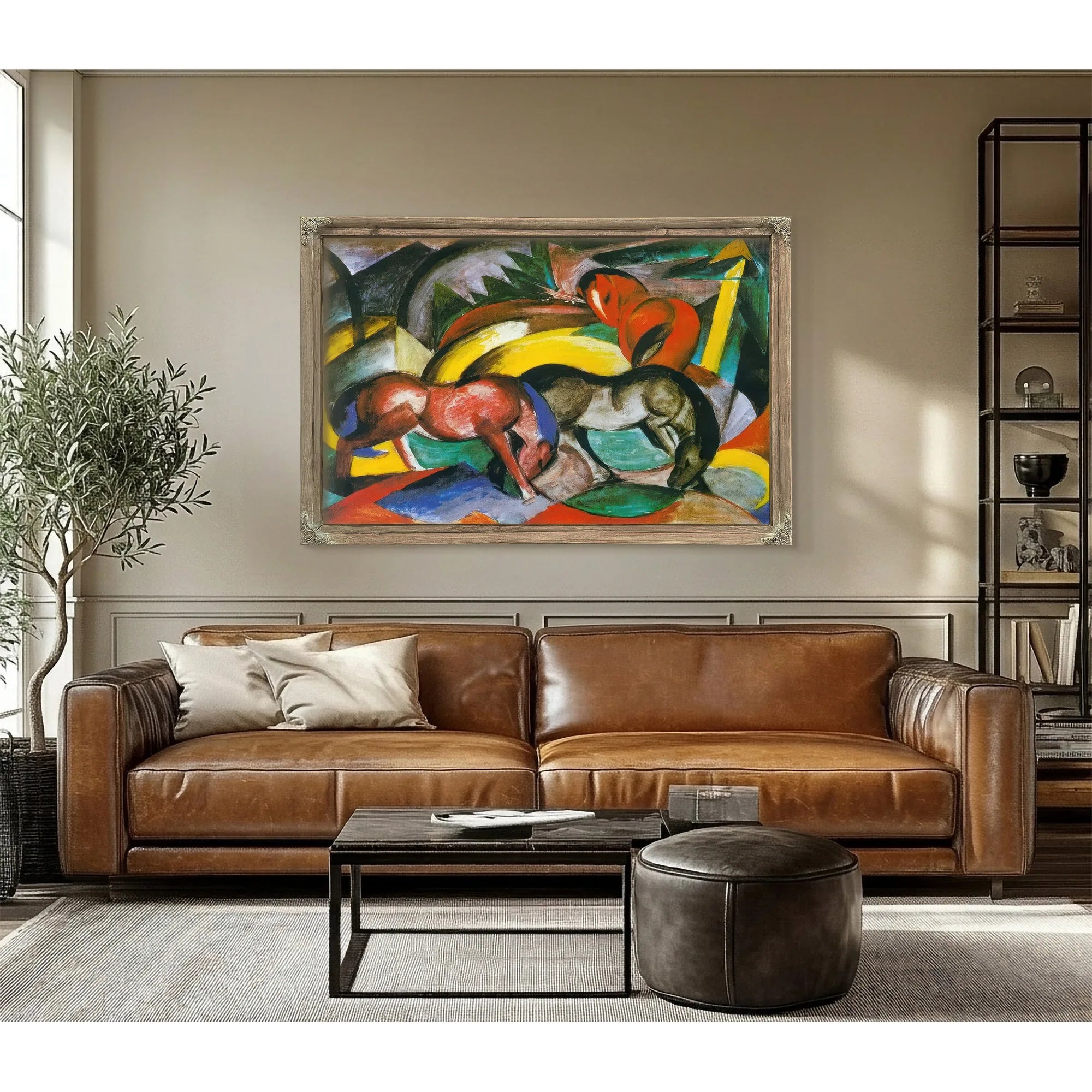 Three Horses By Franz Marc Fine Art Print