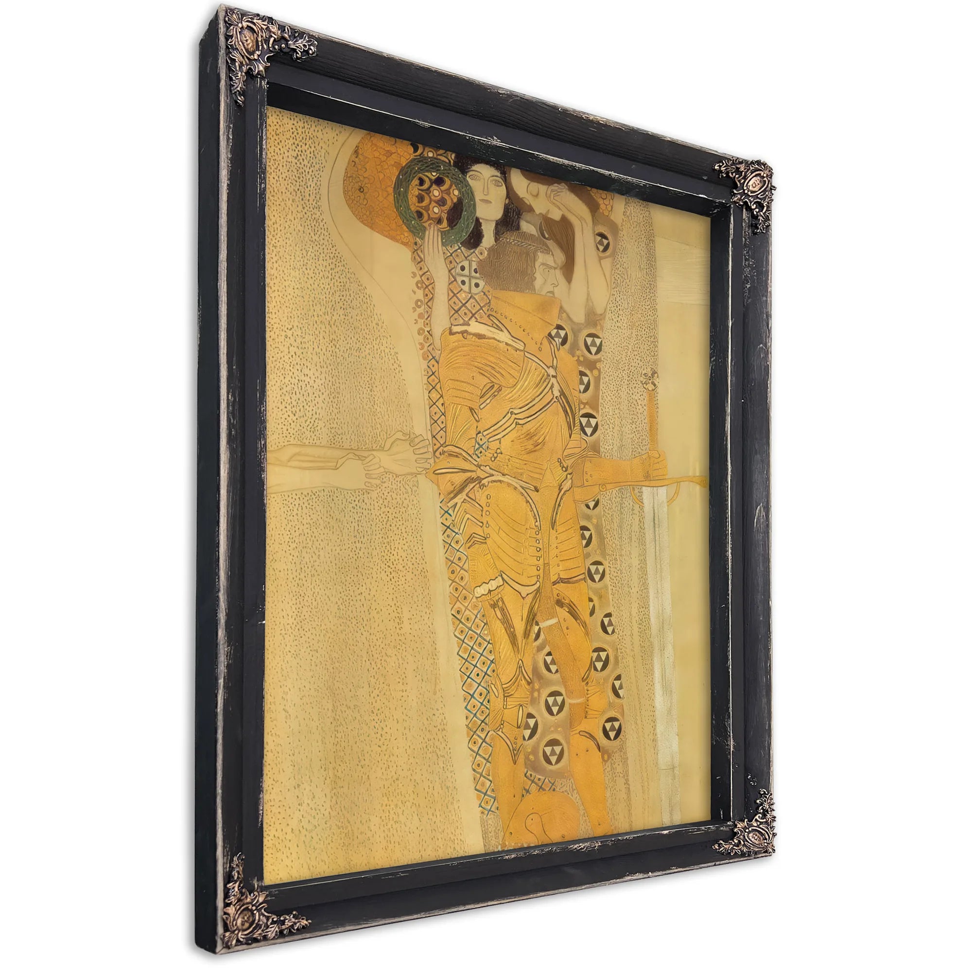 The Beethoven Frieze Ambition, Copassion And The Knight In Shning Armor ( Detail) By Gustav Klimt Fine Art Print