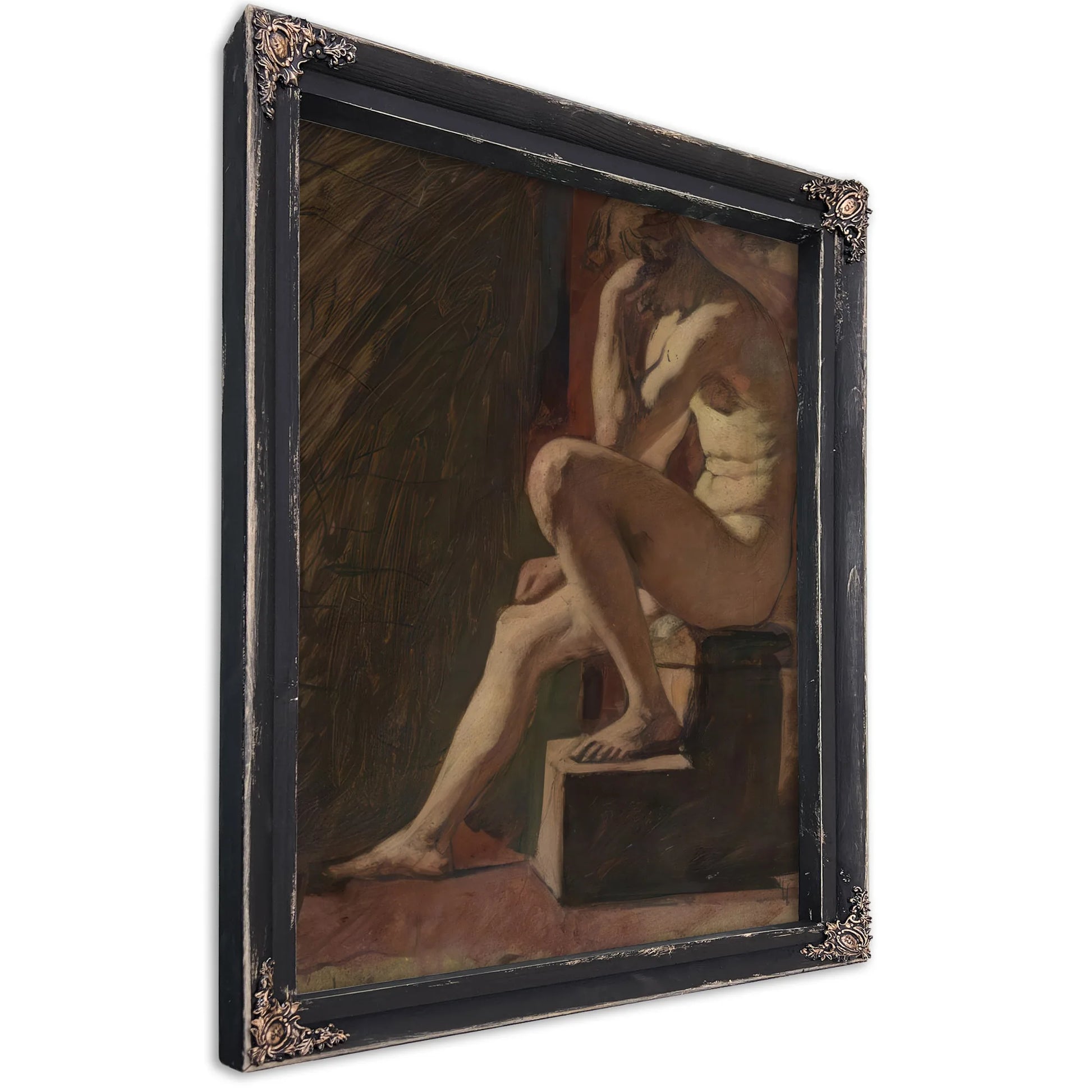 Seated Male Nude, Head Resting Against Hand, Left Foot Resting On Block By William Etty Fine Art Print