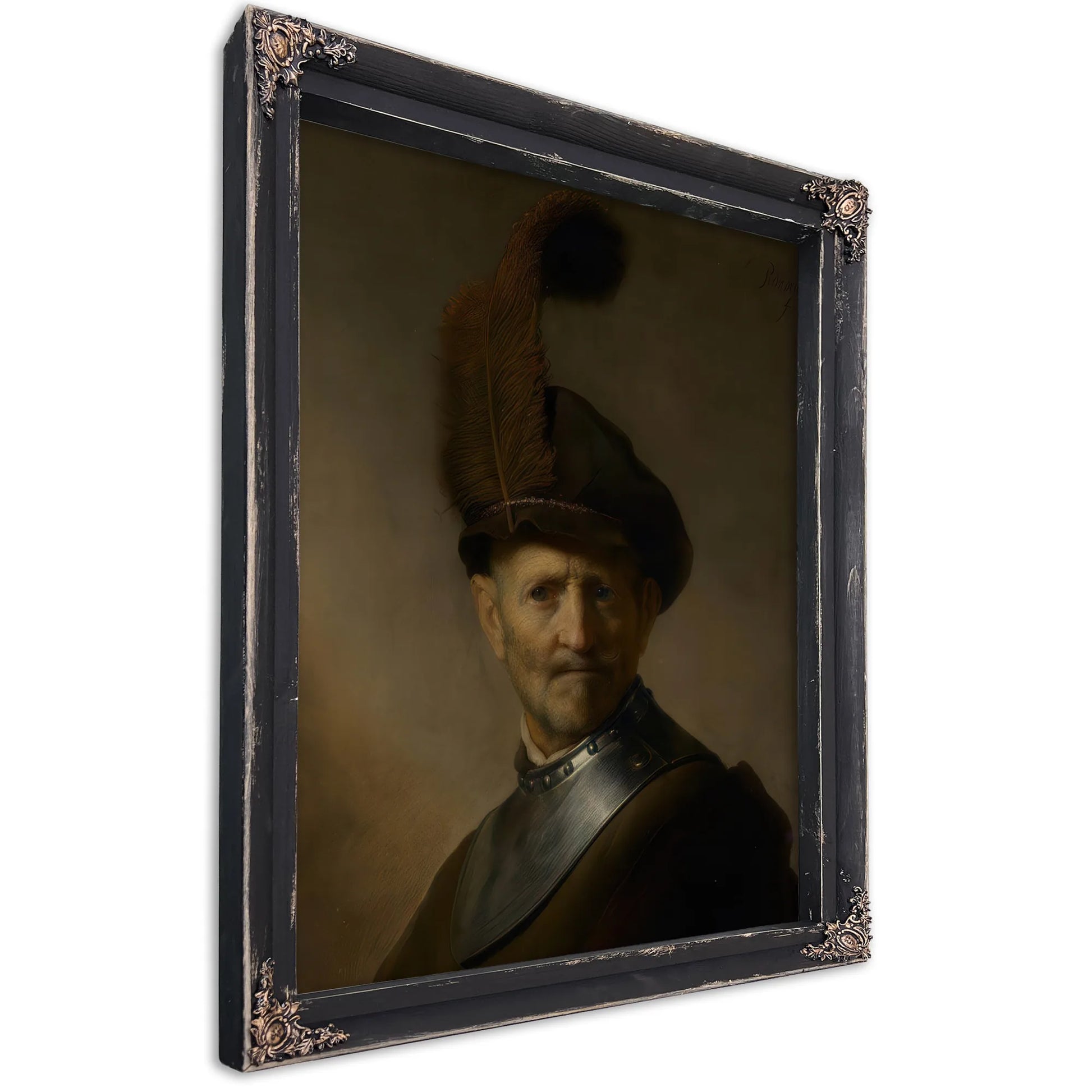 An Old Man In Military Costume By Rembrandt Fine Art Print