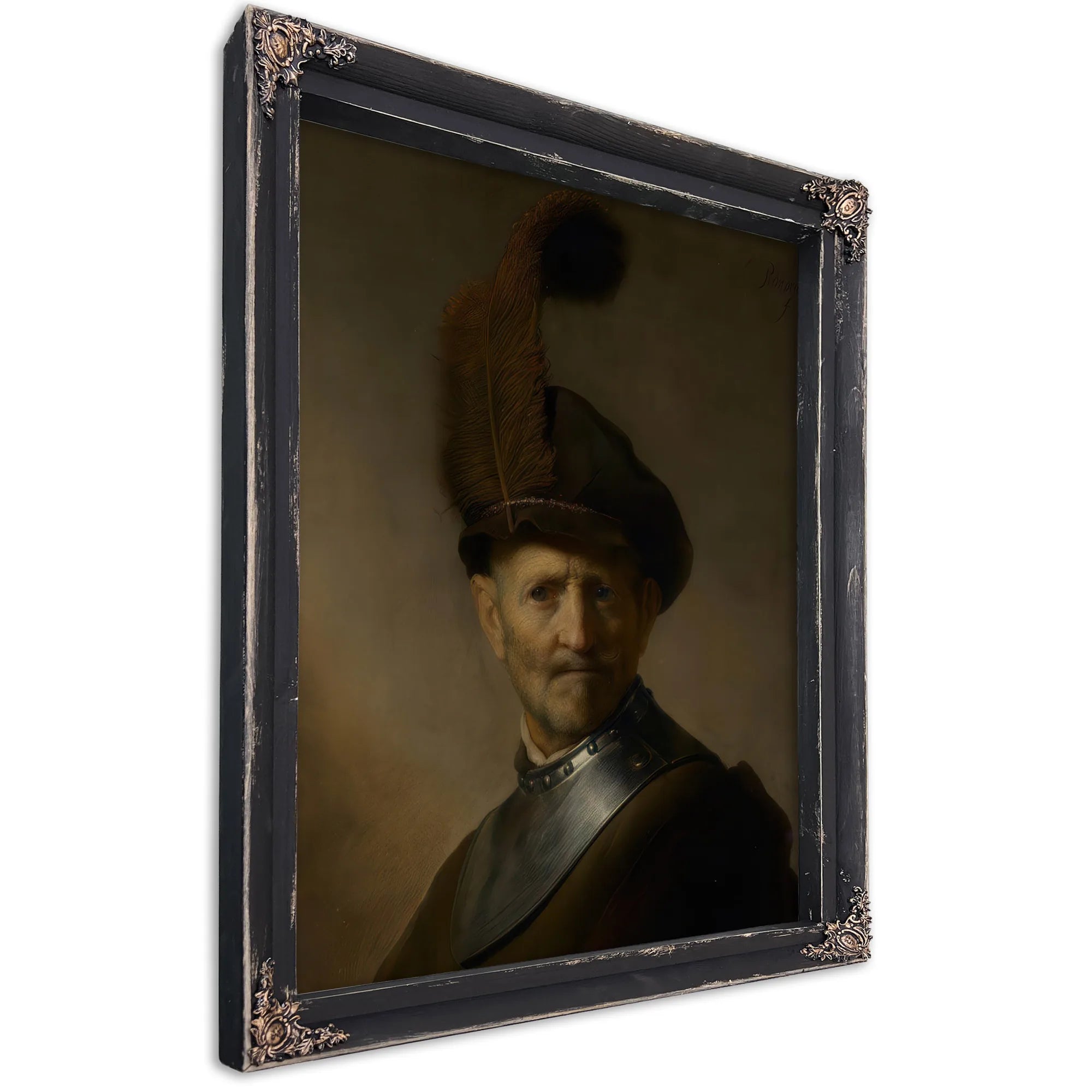 An Old Man In Military Costume By Rembrandt Fine Art Print