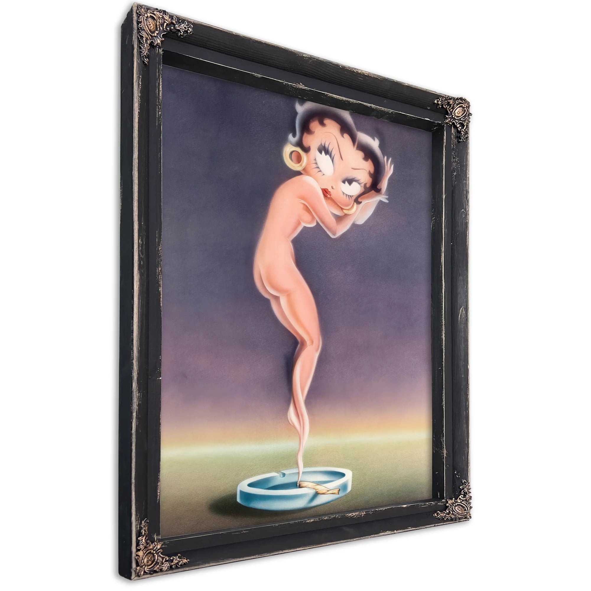 Betty Boop As A Cloud Of Smoke From A Marijuana Cigarette After Icart Circa 1980 By Louis Icart Fine Art Print