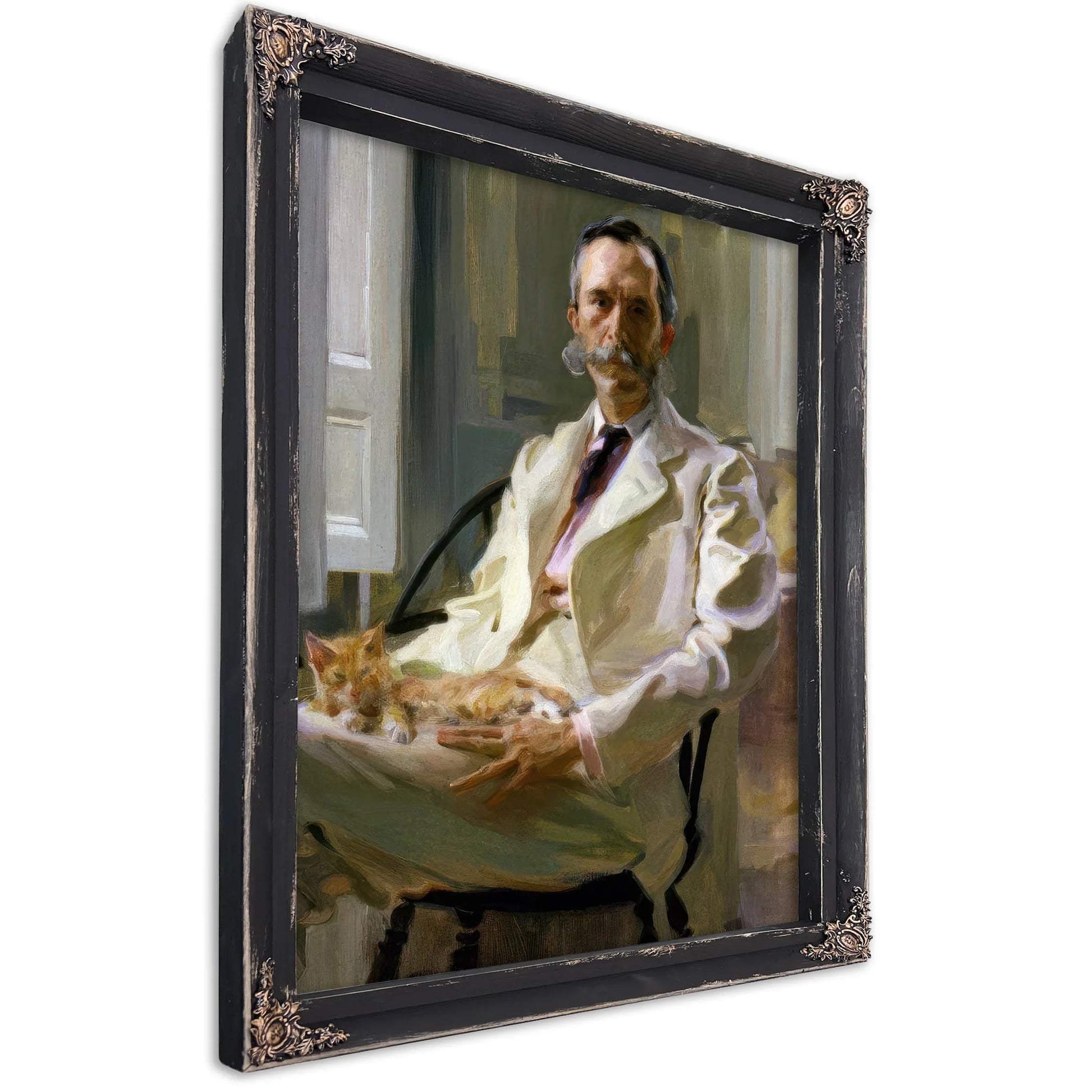 Man With The Cat Portrait Of Henry Sturgis Drinker 1898 By Cecilia Beaux Fine Art Print