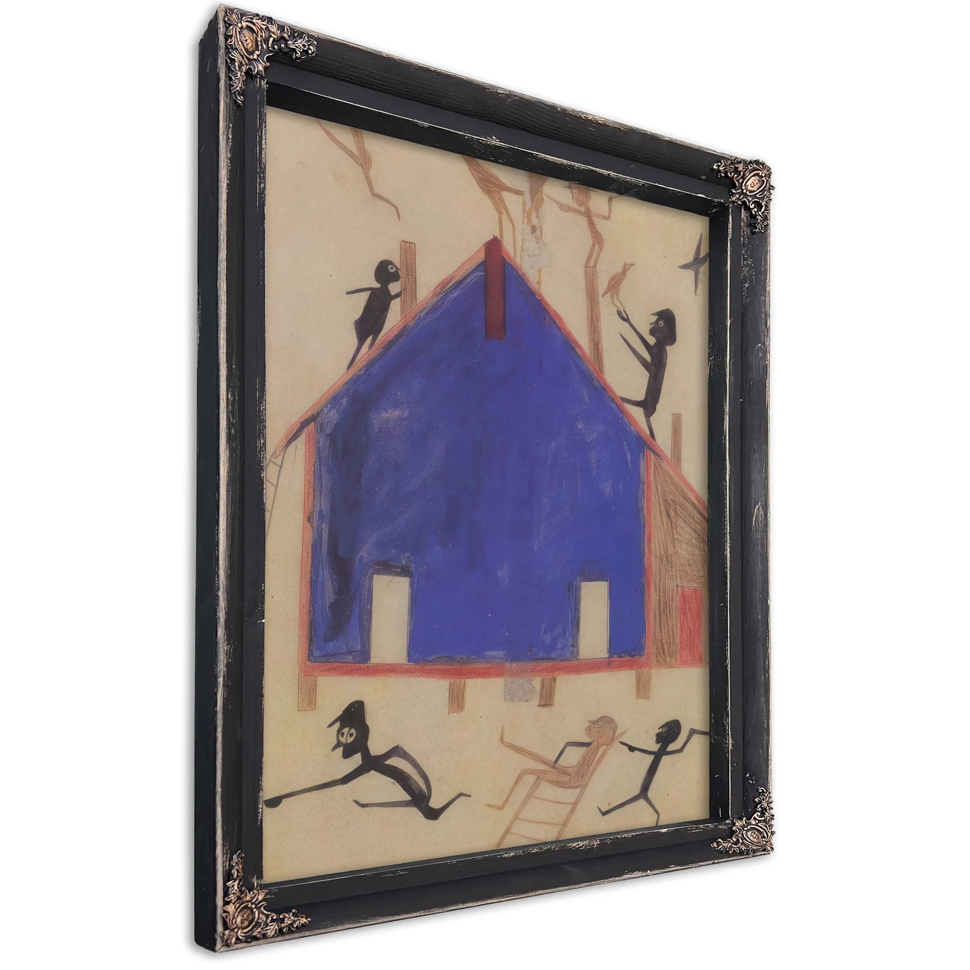 Figures On House By Bill Traylor Fine Art Print