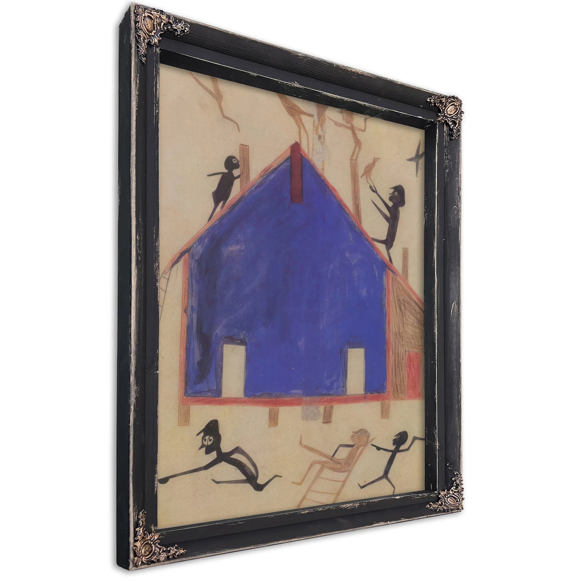 Figures On House By Bill Traylor Fine Art Print