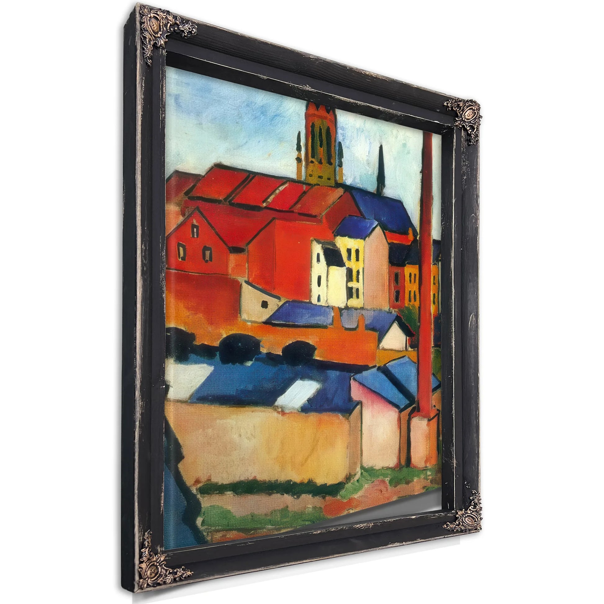 The Church Of St Mary With Houses And A Chimney By August Macke Fine Art Print