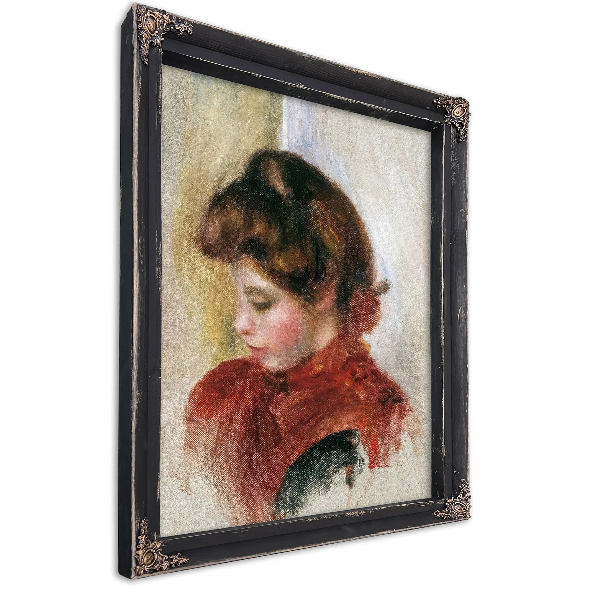 Girl In A Red Scarf By Pierre August Renoir Fine Art Print