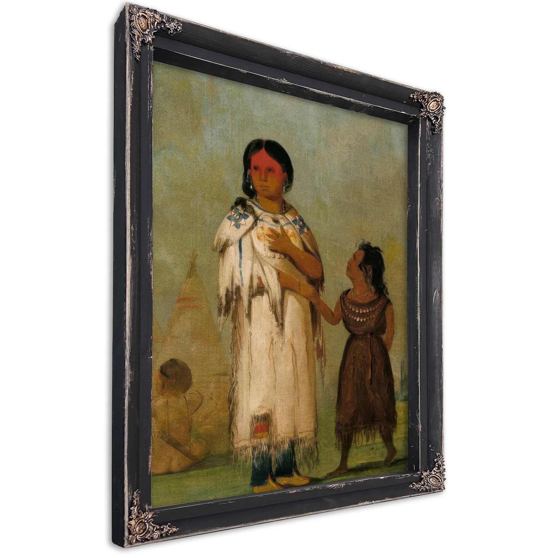 Assiniboin Woman And Child By George Catlin Fine Art Print