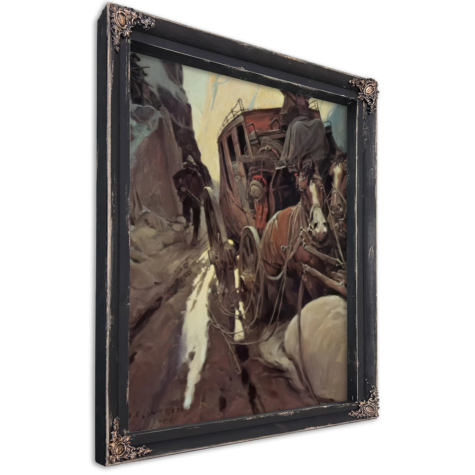 Hands Up(Holdup In The Canyon) By NC Wyeth Fine Art Print