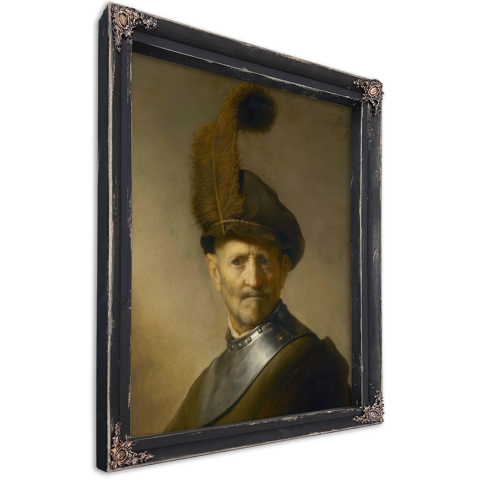 An Old Man In Military Costume By Rembrandt Fine Art Print