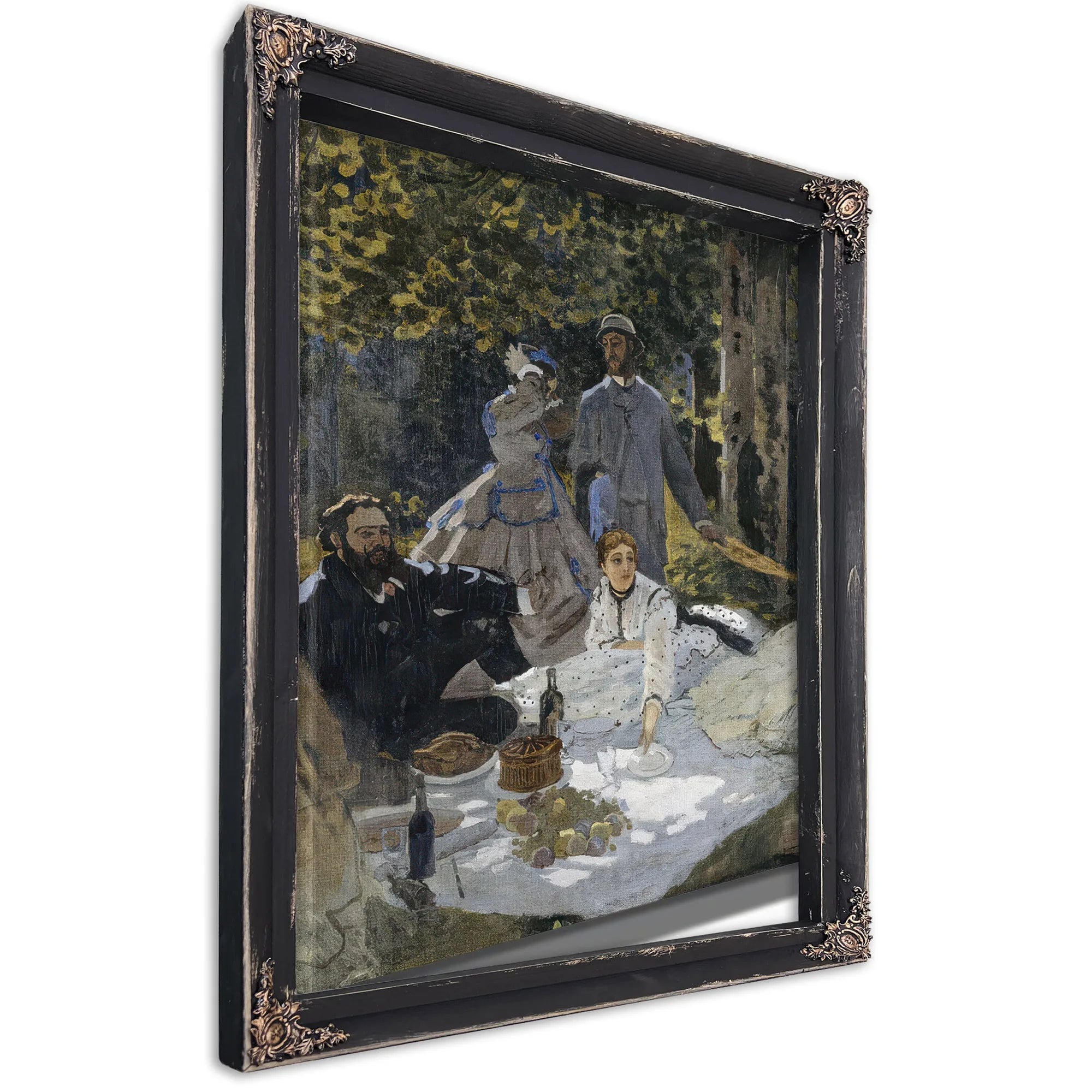 Le Dejeuner Sur L'herbe, A Chailly. Portrait Bazille Au Centre Camille Doncieux ; Courbet A Gauche By Claude Monet Fine Art Print