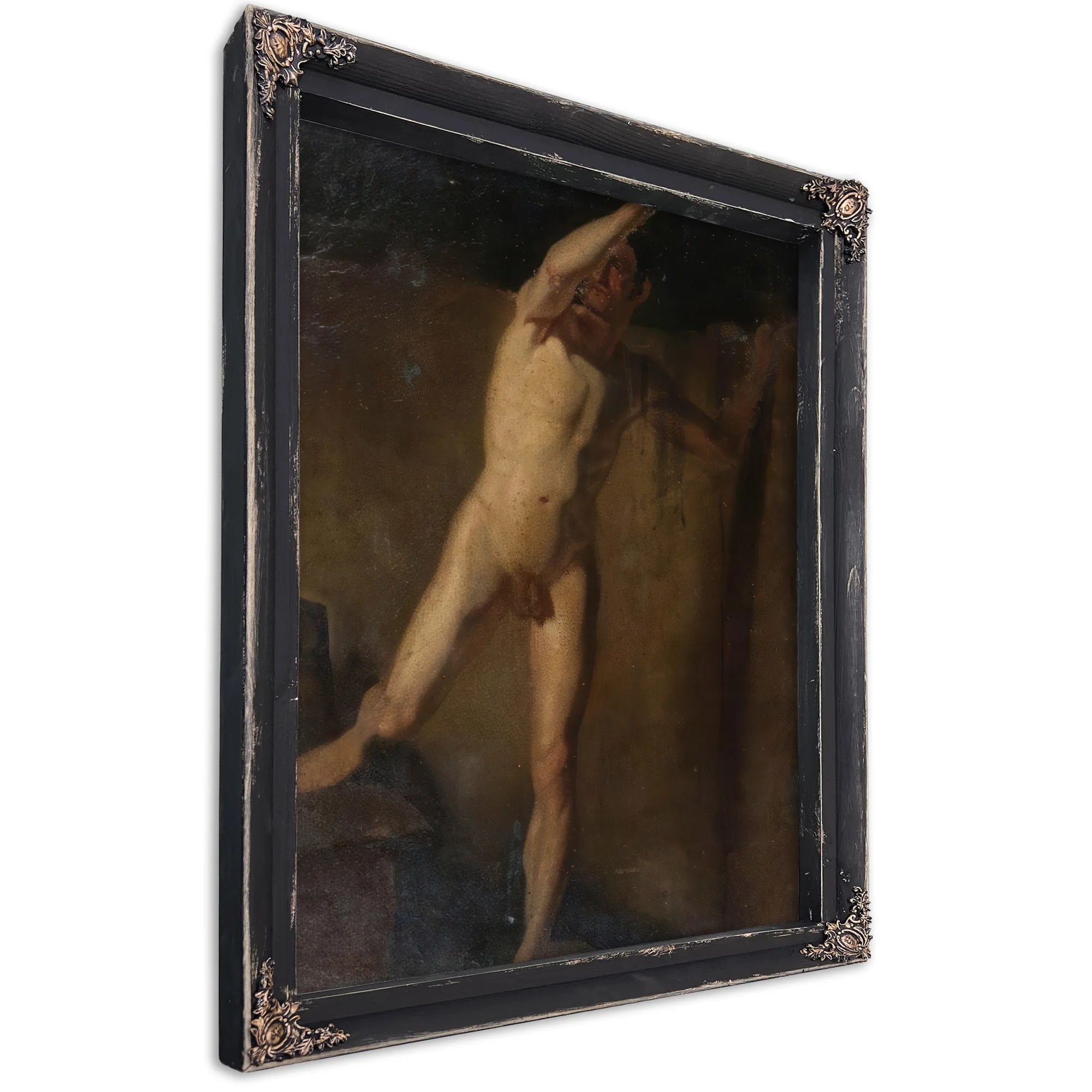 Standing Male Nude, Raised Right Arm, Right Foot Resting On Blocks By William Etty Fine Art Print