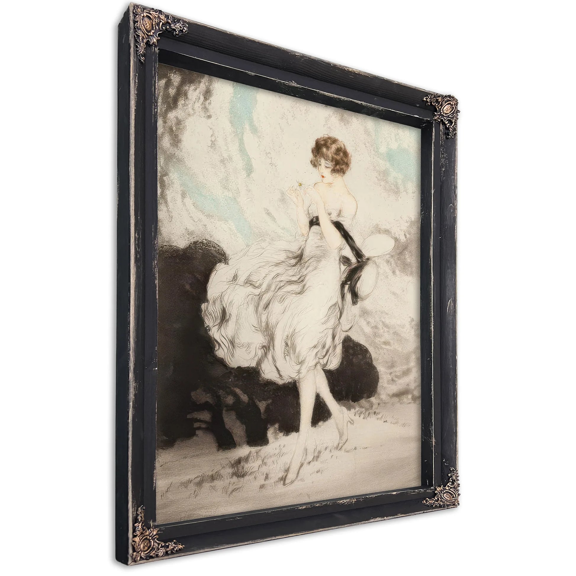 Lady With A Daisy By Louis Icart Fine Art Print