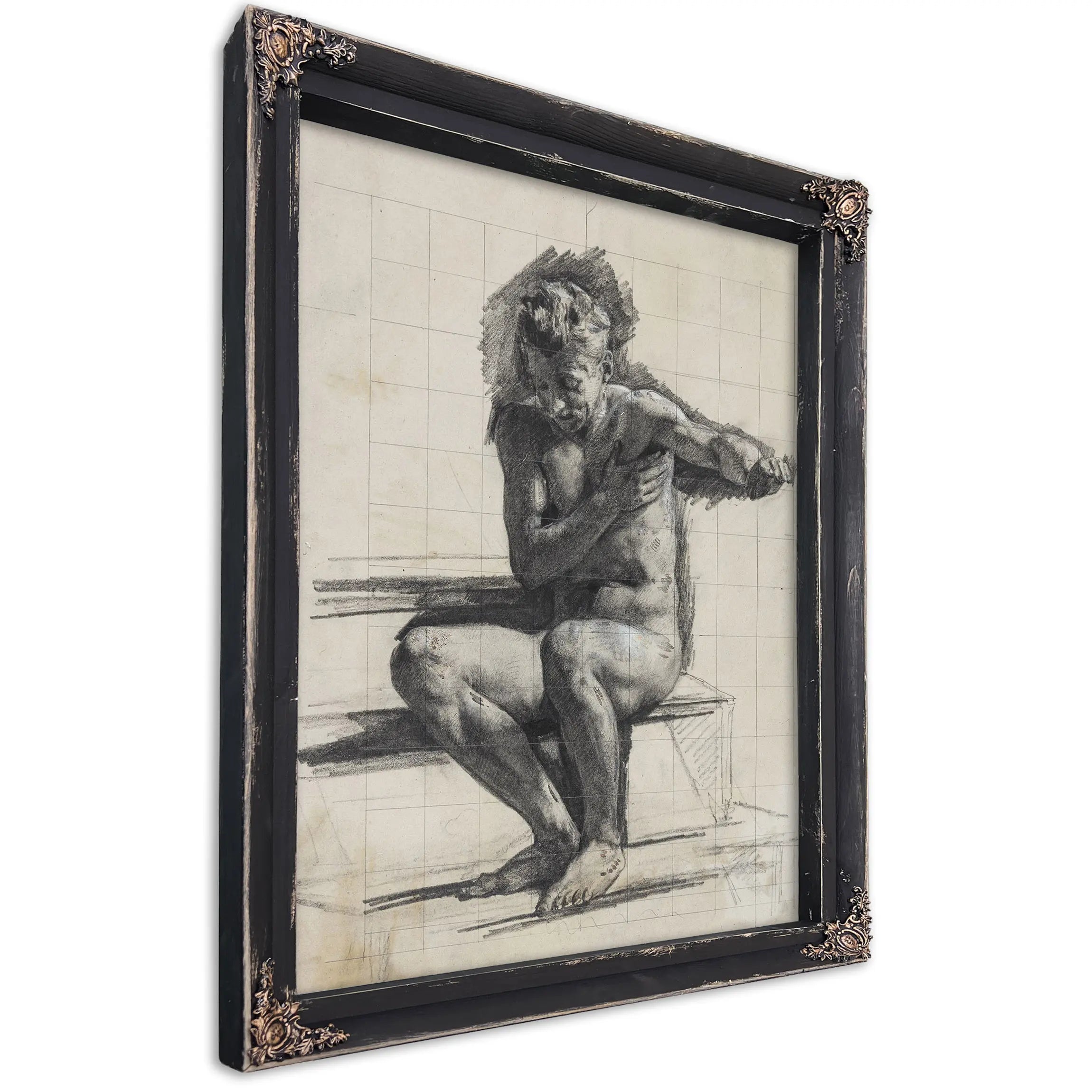 Mandlig Modelfigur Studie Til Raderingen Badende Mand by Carl Bloch