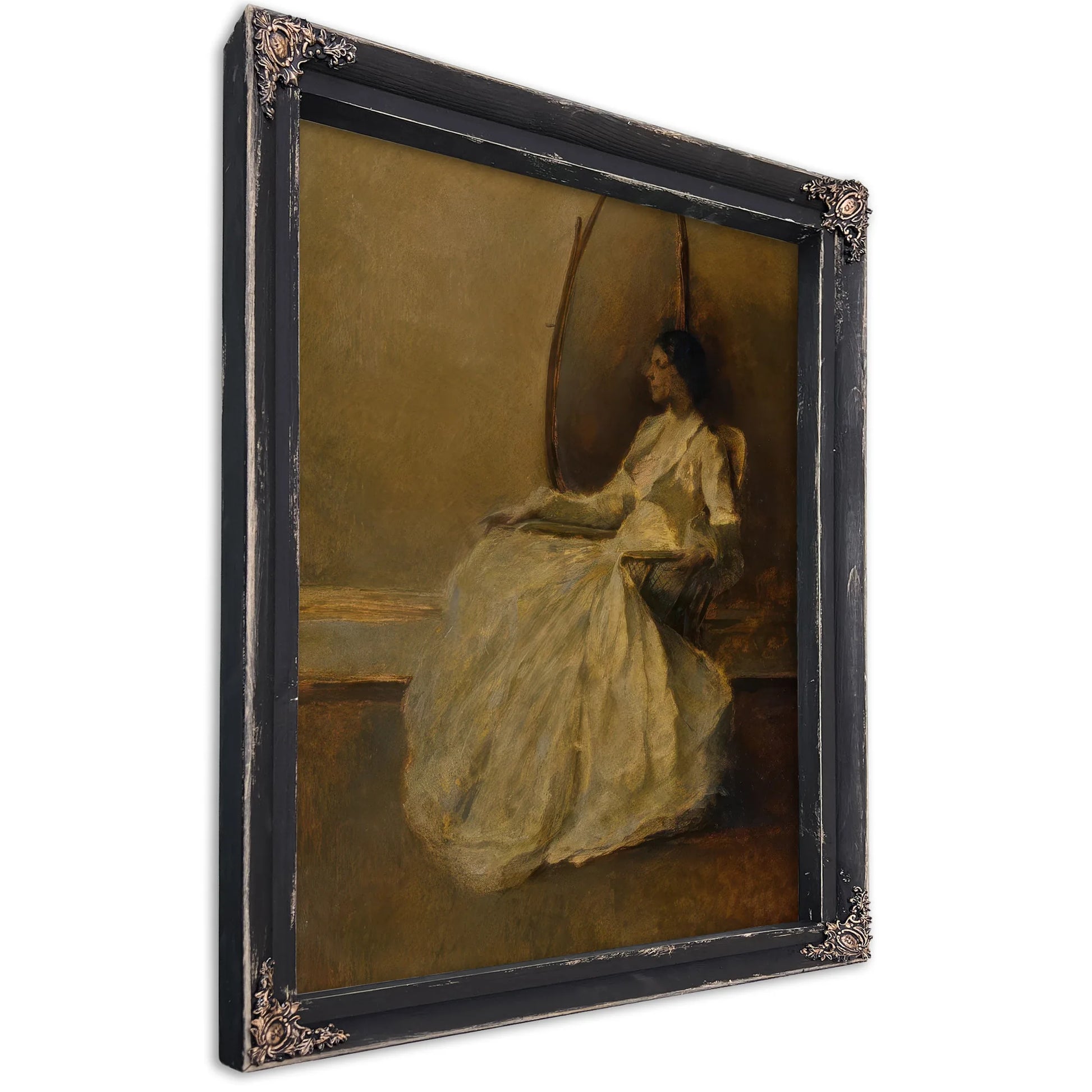 Lady In White By Thomas Wilmer Dewing Fine Art Print
