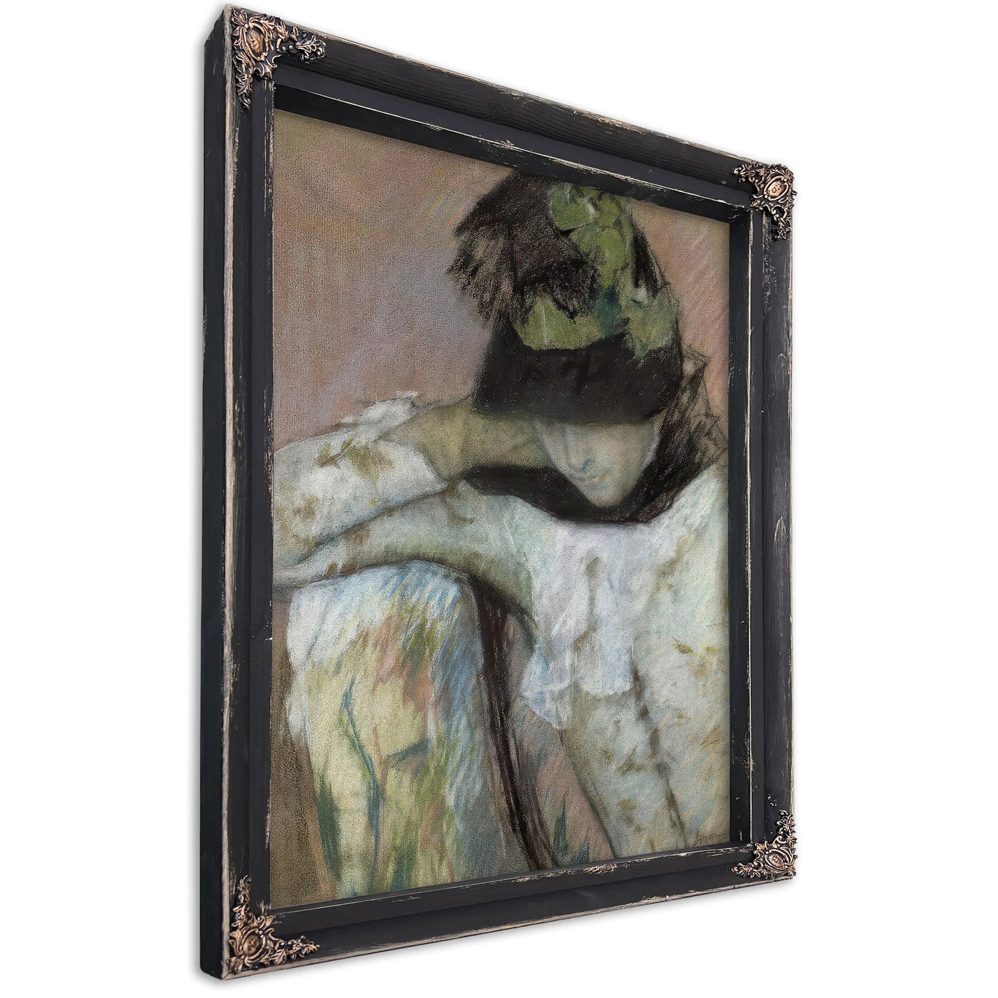 Young Woman In A Black And Green Bonnet, Looking Down By Mary Cassatt Fine Art Print