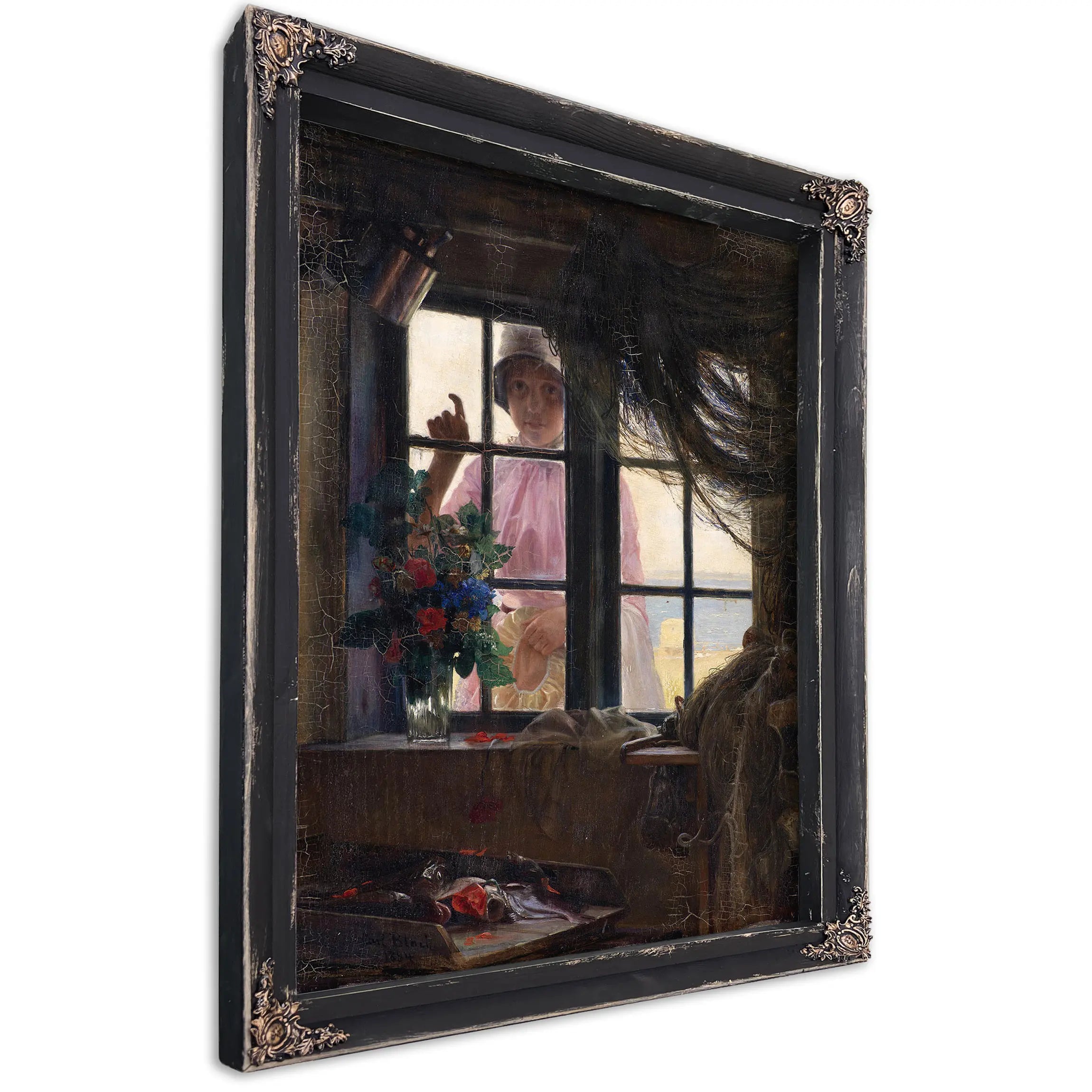 After The Bath A Young Girl Knocking At The Fishermans Window by Carl Bloch