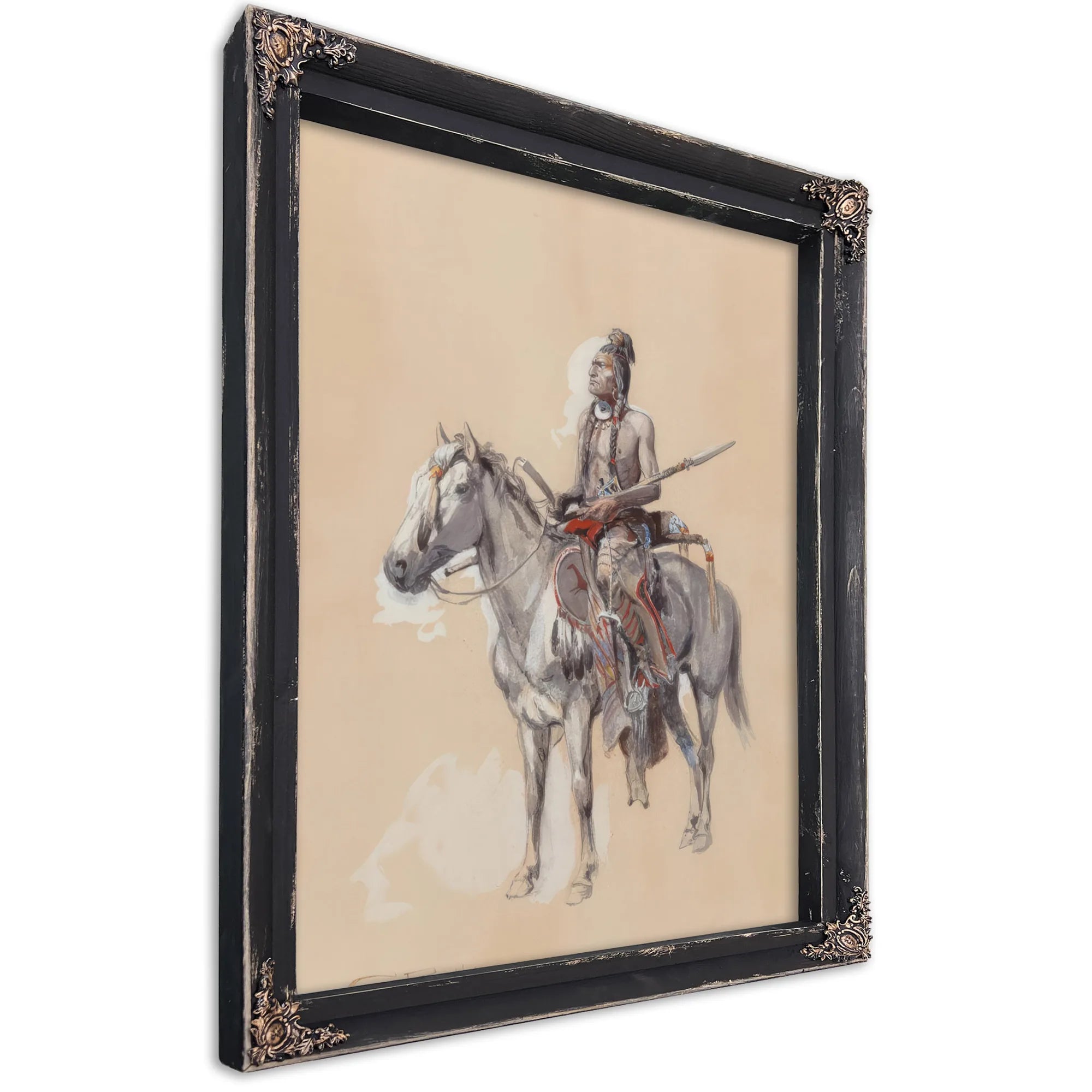 Indian On Horseback 1900 By Charles Marion Russell Fine Art Print