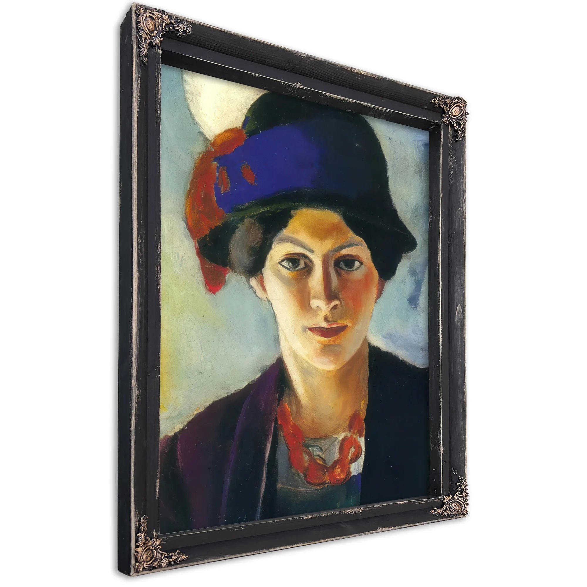 Portrait Of The Painters Wife With Hat By August Macke Fine Art Print