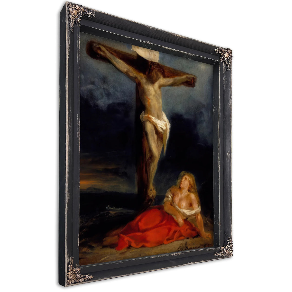Saint Mary Magdalene At The Foot Of The Cross By Eugene Delacroix Fine Art Print