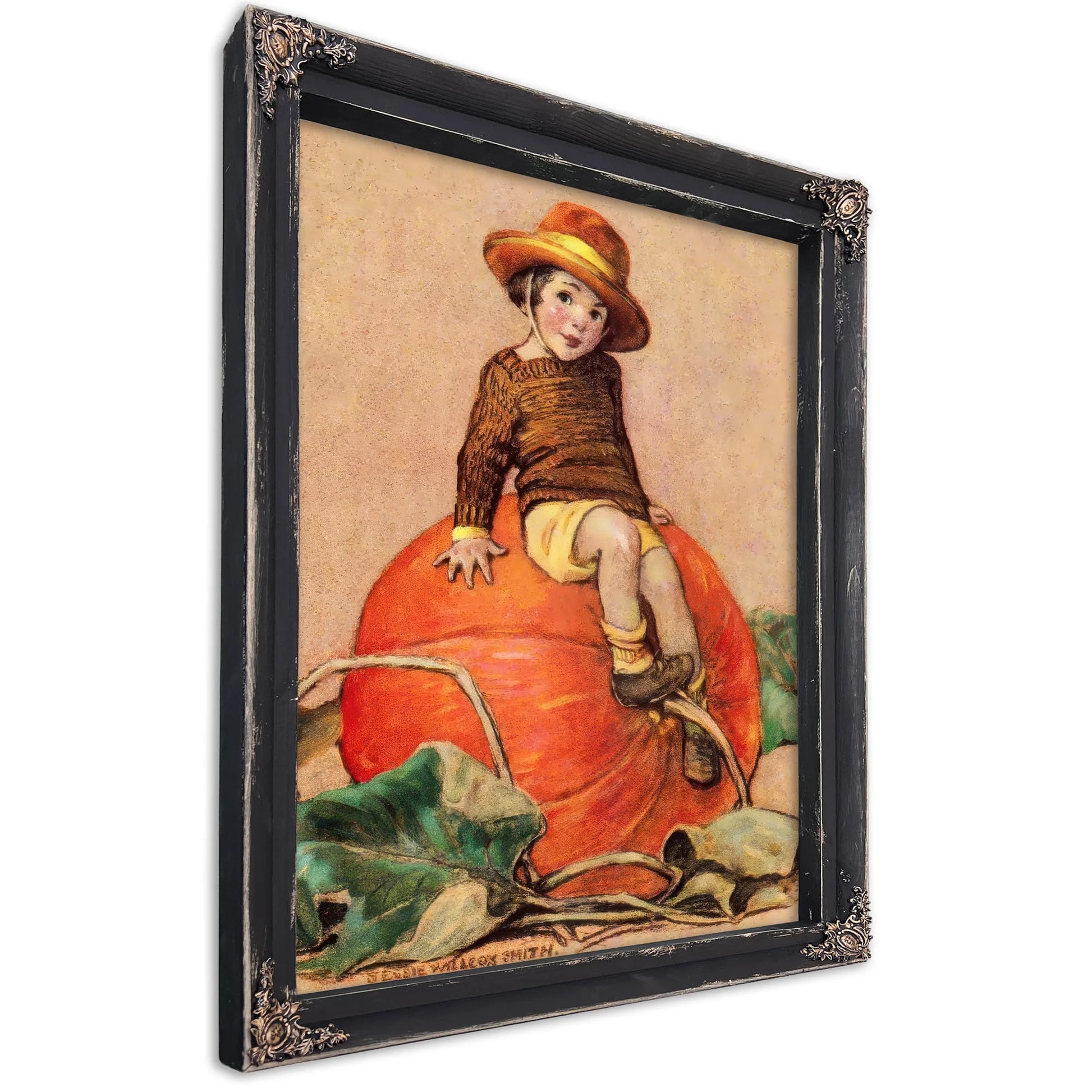 Boy On Pumpkin By Jessie Willcox Smith Fine Art Print