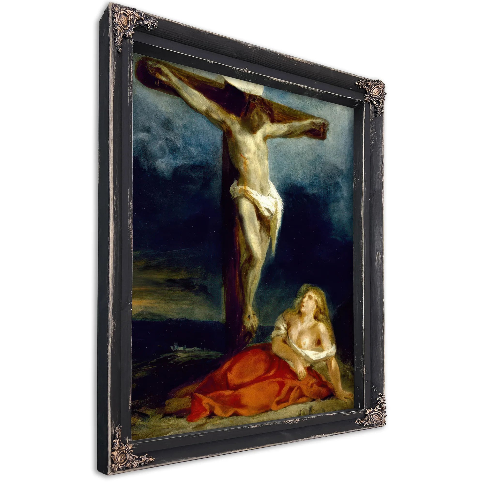 Saint Mary Magdalene At The Foot Of The Cross By Ferdinand Victor Eugene Delacroix Fine Art Print