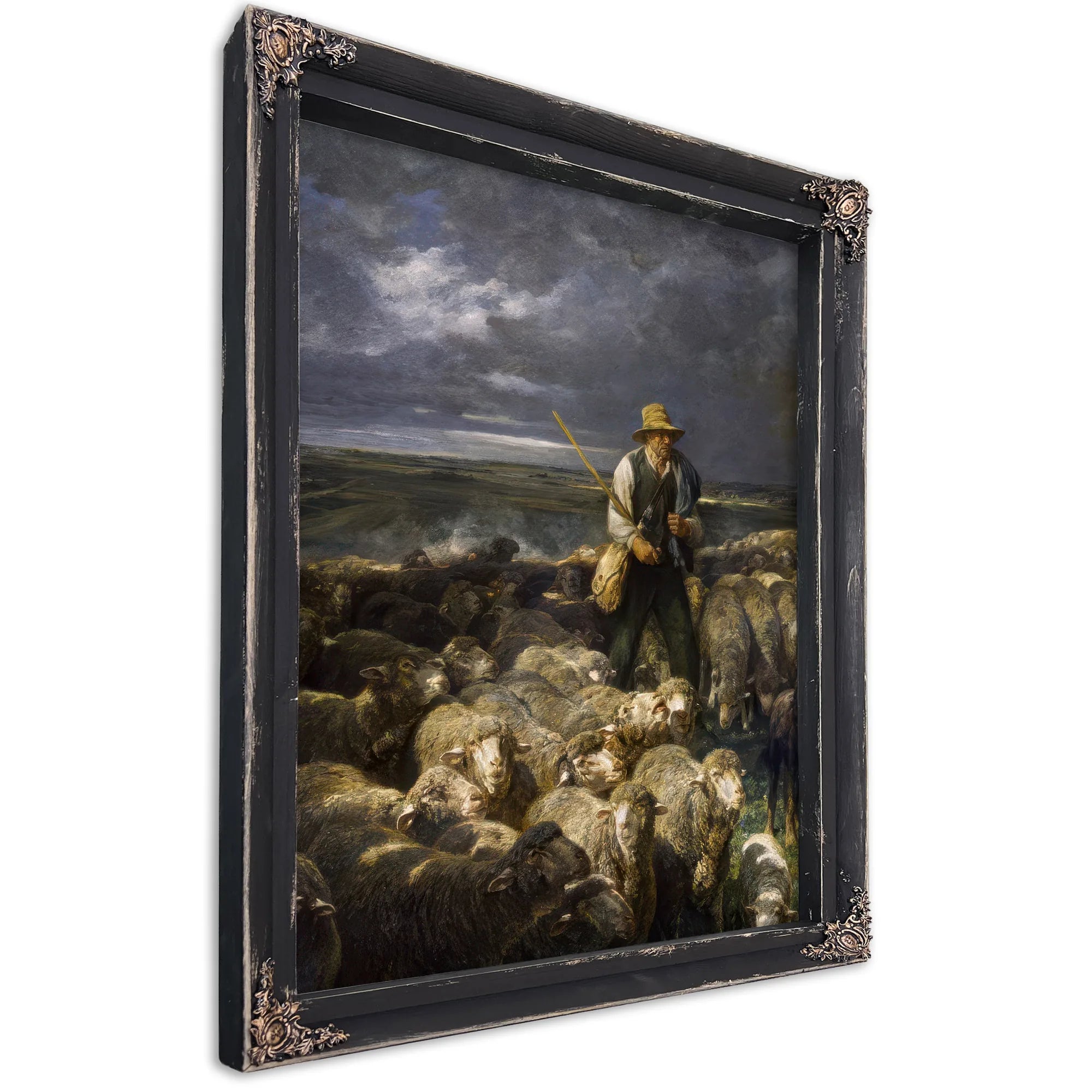 Shepherd And His Flock By Charles Emile Jacque Fine Art Print