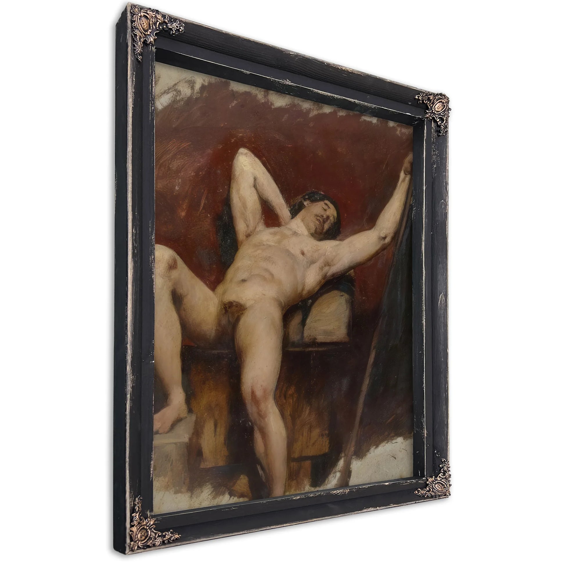 Reclining Male Nude, Raised Right Knee By William Etty Fine Art Print