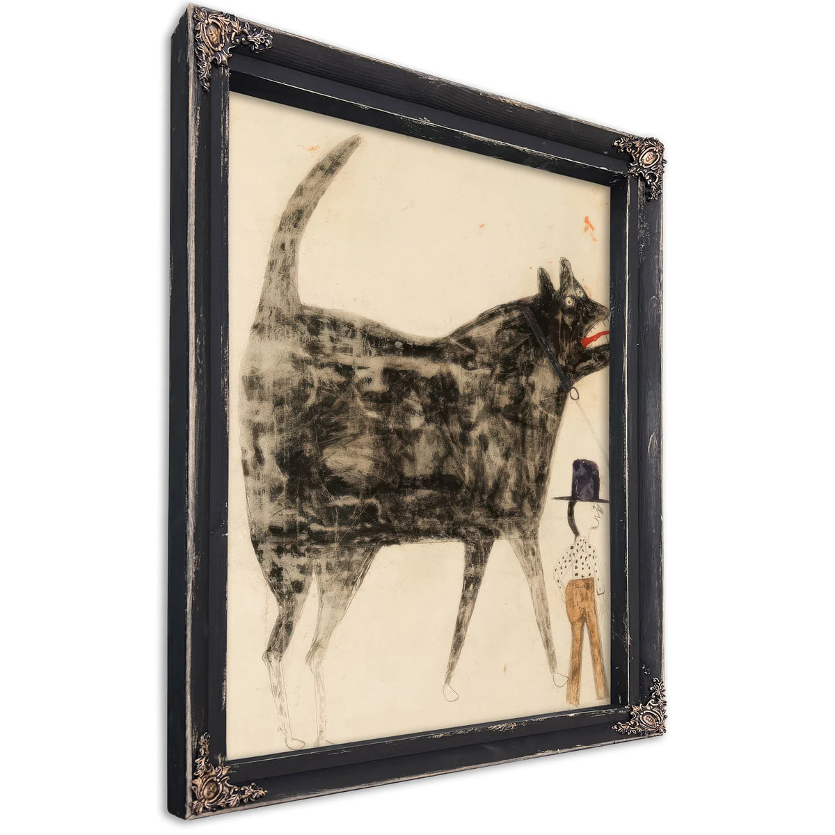 Man And Large Dog By Bill Traylor Fine Art Print