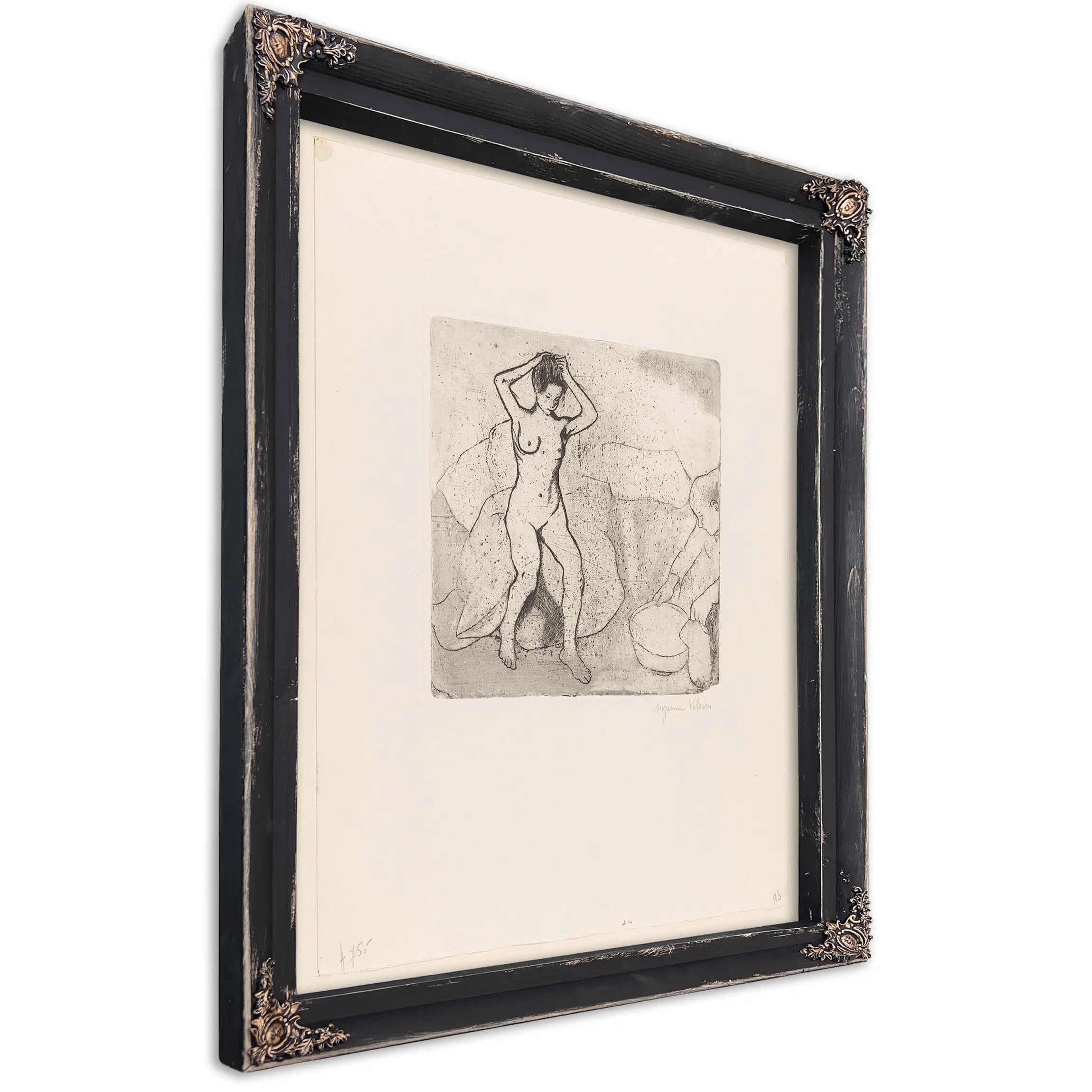 Naakte Vrouw Haar Haren Opstekend Neemt Een Bad Catherine Prepare Le Tub Et Louise Nue Se Coiffe by Suzanne Valadon