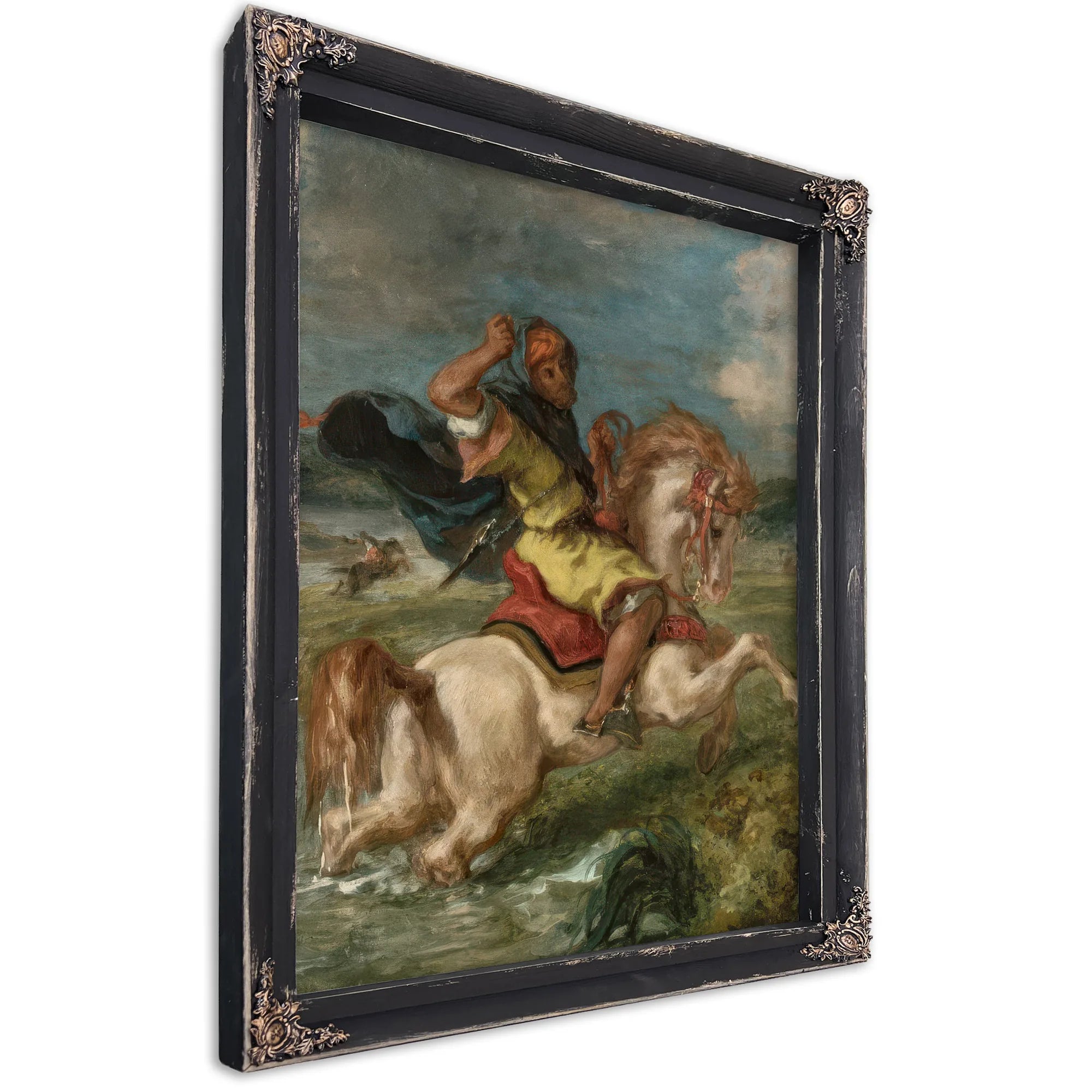 Moroccan Horseman Crossing A Ford By Ferdinand Victor Eugene Delacroix Fine Art Print