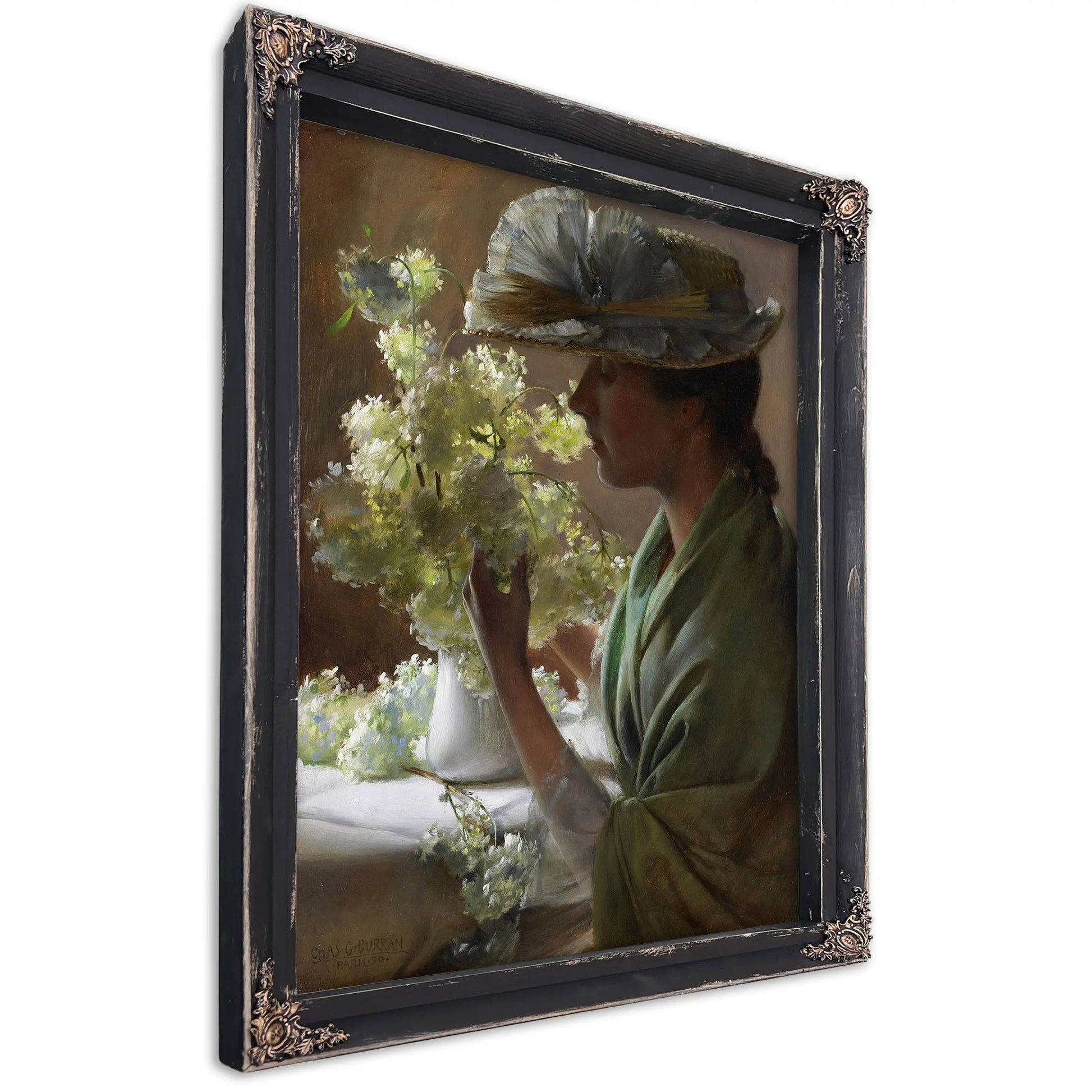 Lady With A Bouquet (Snowballs) (1890) by Charles Courtney Curran