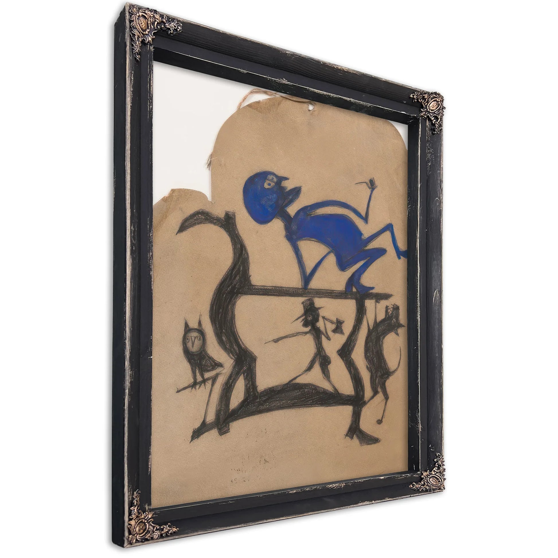 Untitled (Legs Construction With Blue Man), By Bill Traylor Fine Art Print