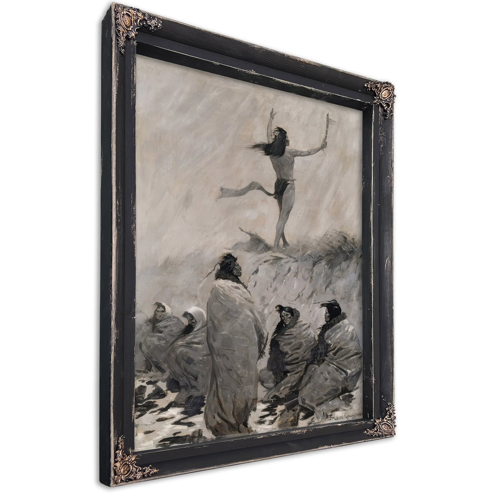 The Fire Eater Raised His Arms To The Thunder Birdb by Frederic Remington