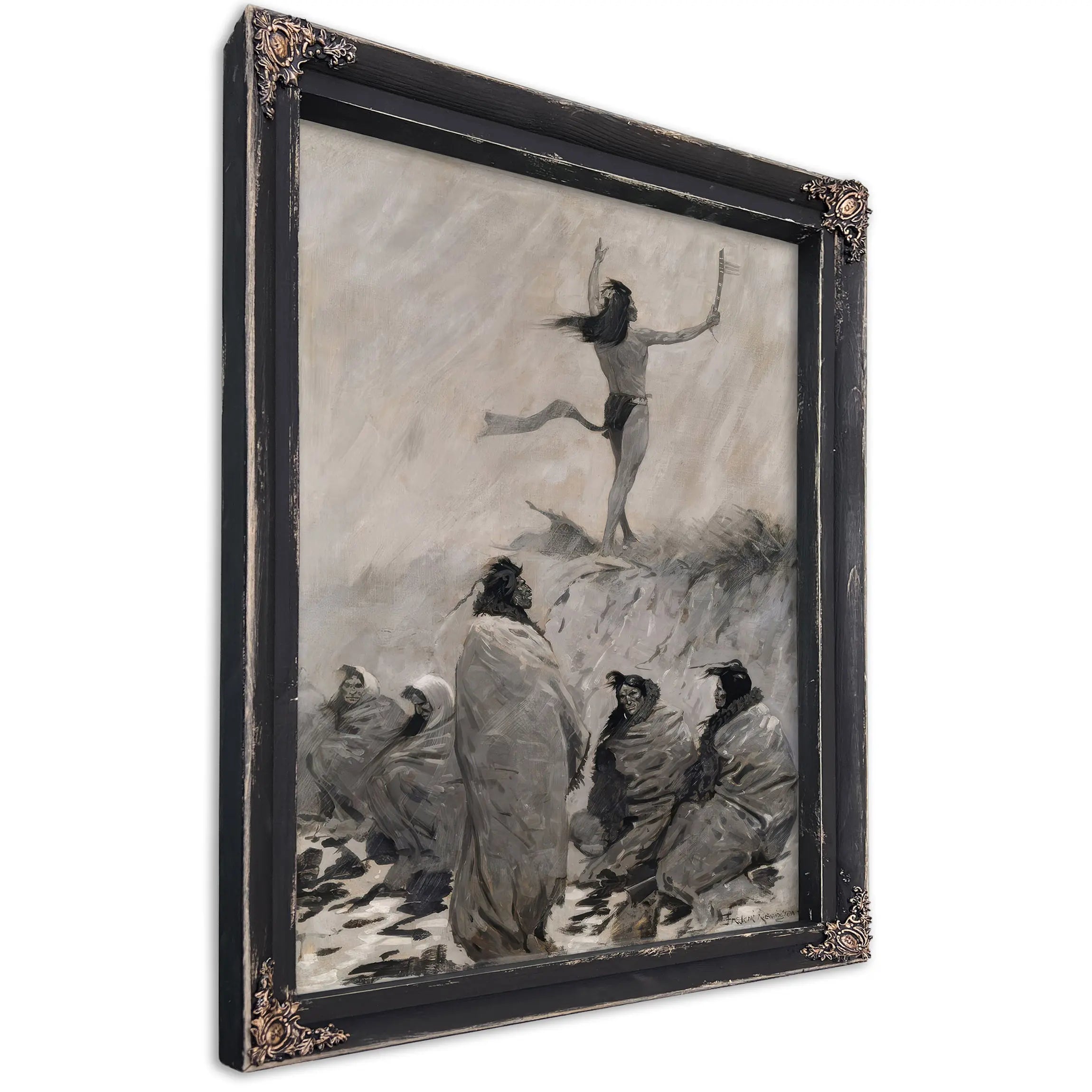 The Fire Eater Raised His Arms To The Thunder Birdb by Frederic Remington