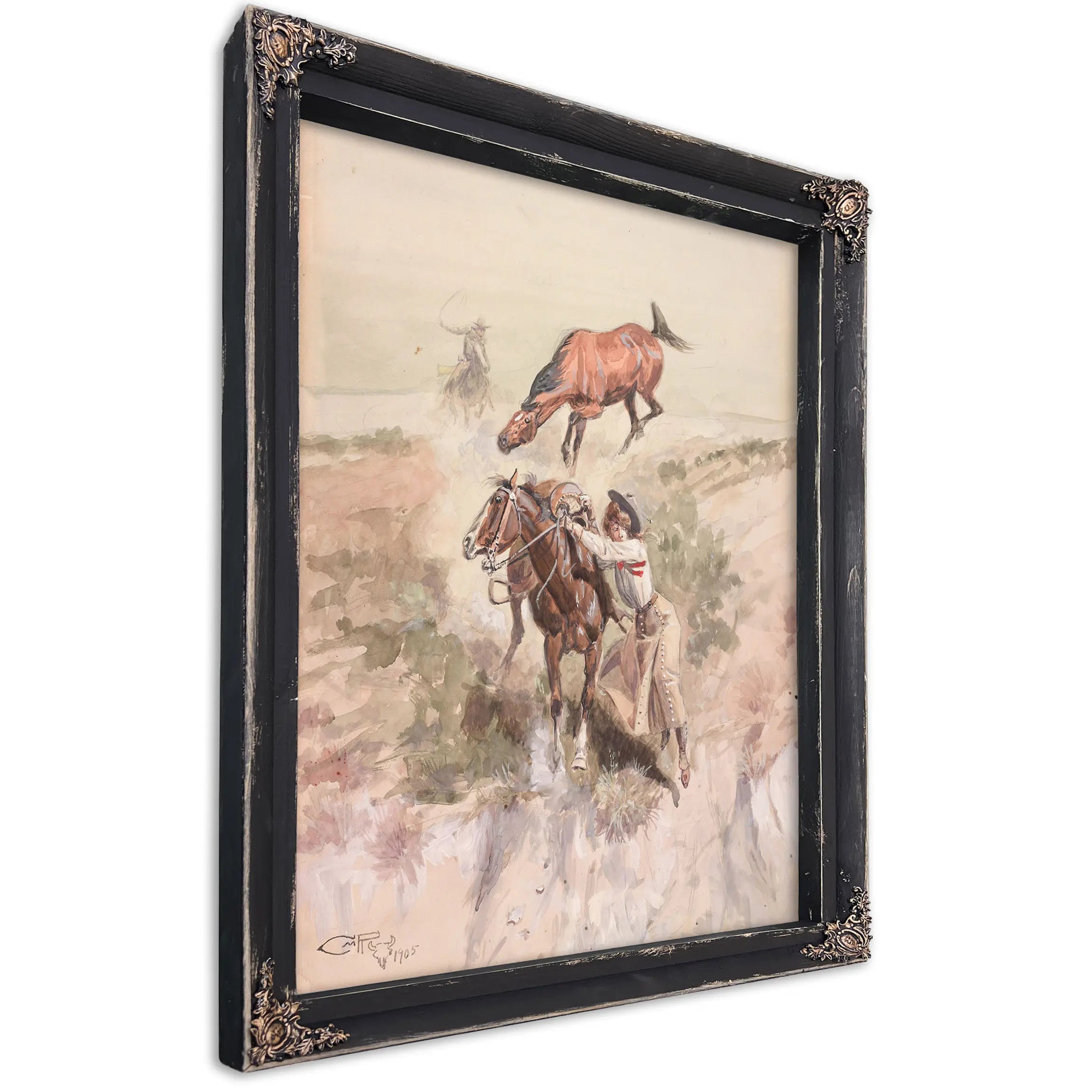Throwing Herself From The Saddle by Charles Marion Russell
