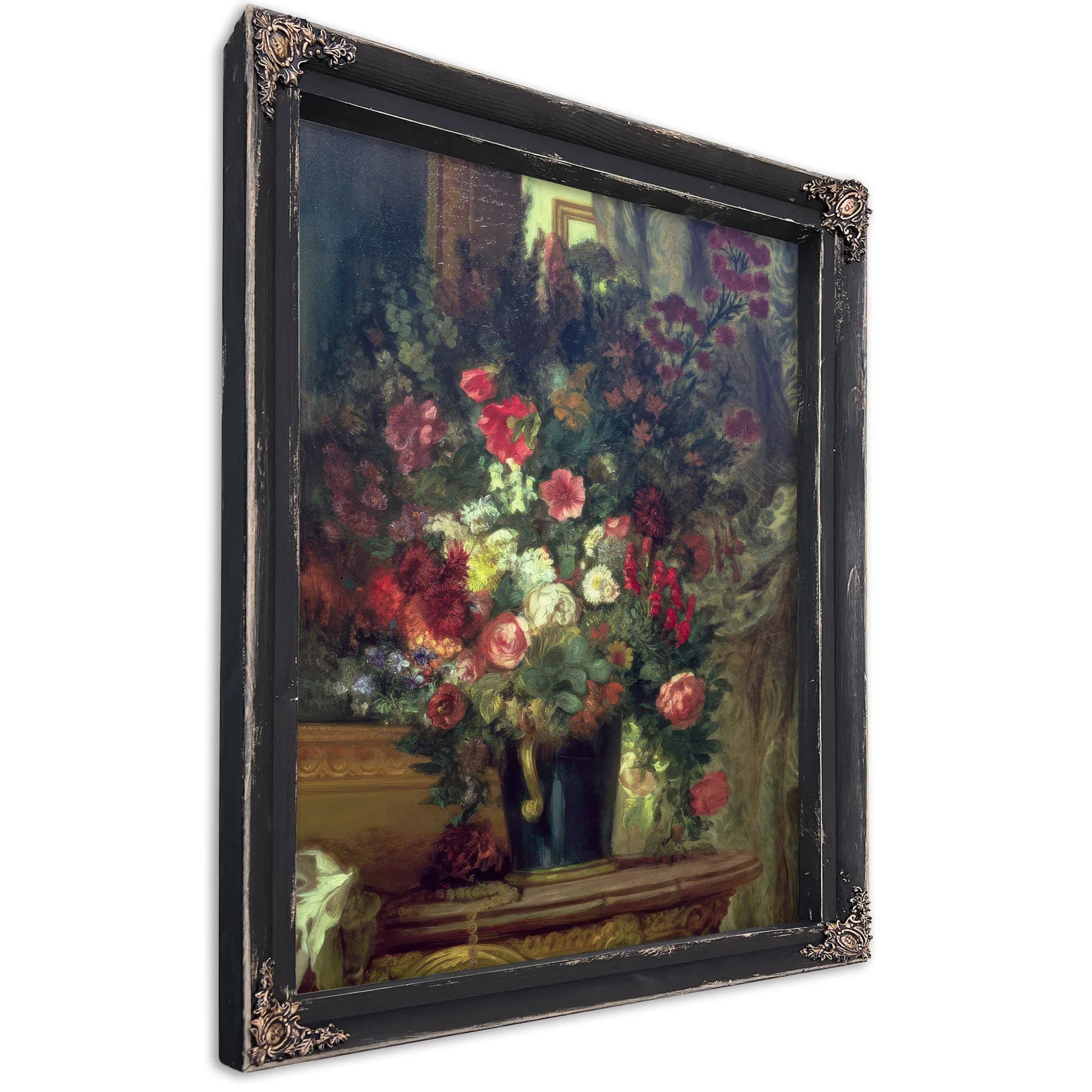 Vase Of Flowers On A Console By Ferdinand Victor Eugene Delacroix Fine Art Print