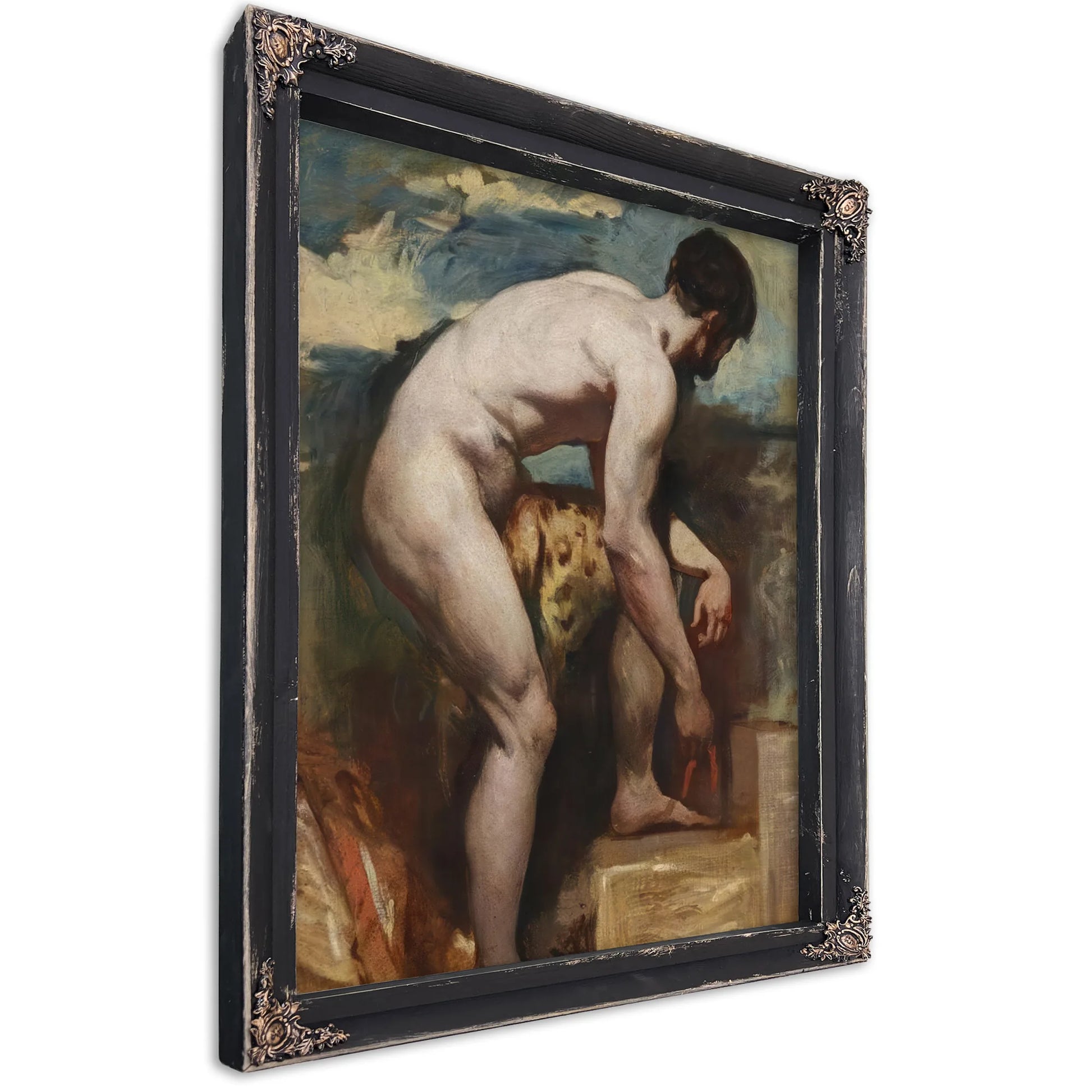 An Academic Nude Of A Man Tying His Sandal By William Etty Fine Art Print